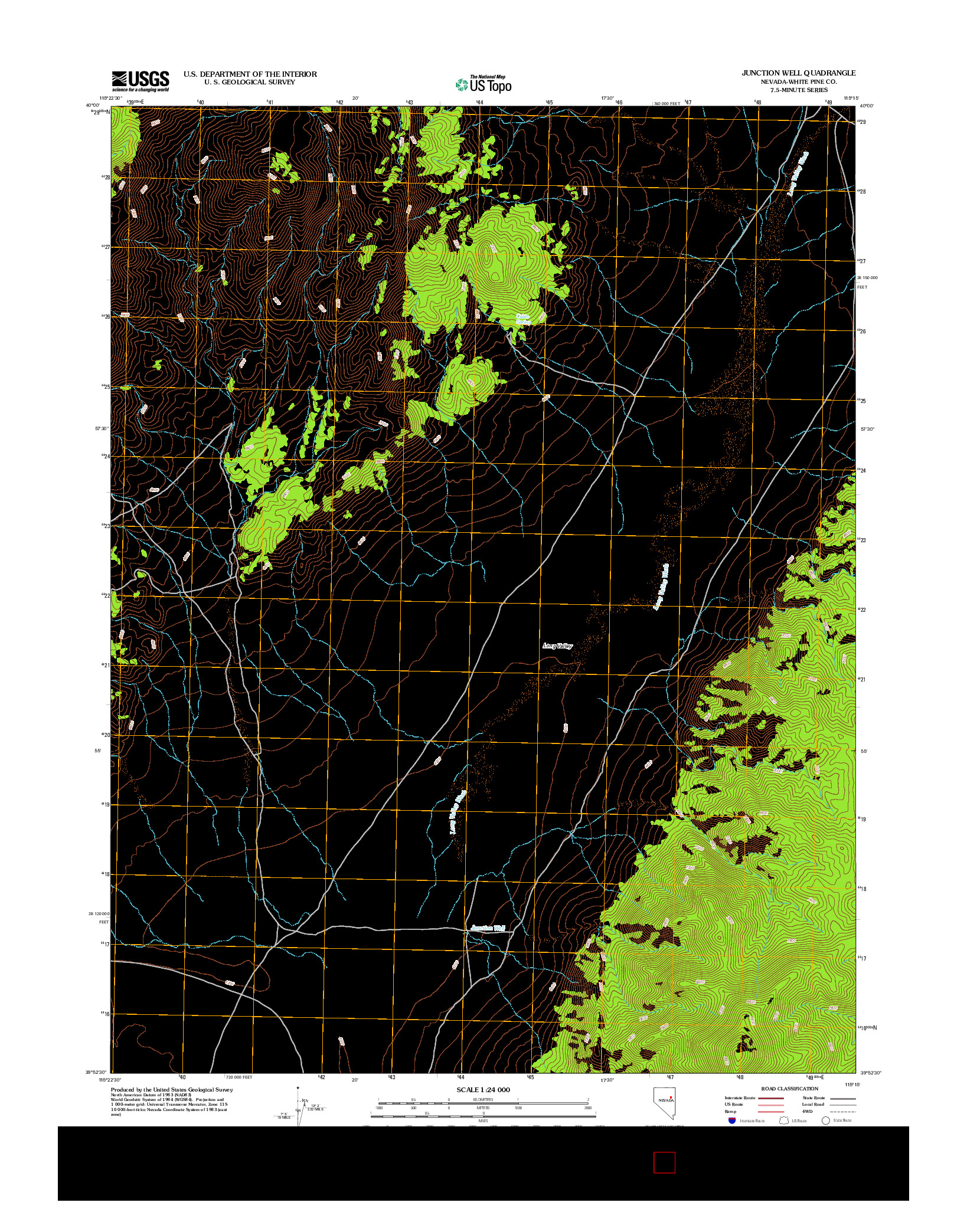 USGS US TOPO 7.5-MINUTE MAP FOR JUNCTION WELL, NV 2012