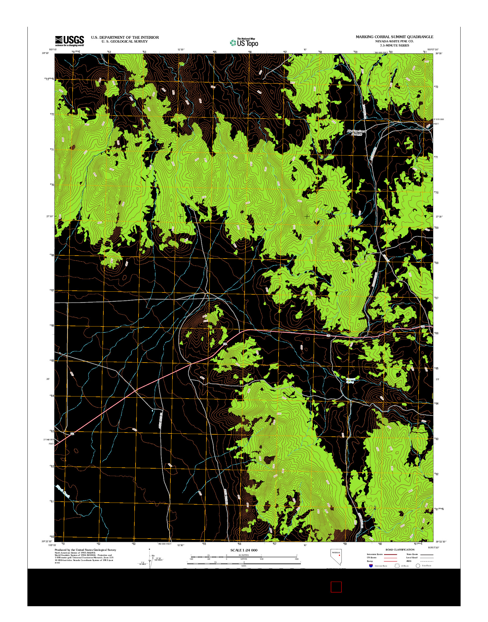 USGS US TOPO 7.5-MINUTE MAP FOR MARKING CORRAL SUMMIT, NV 2012