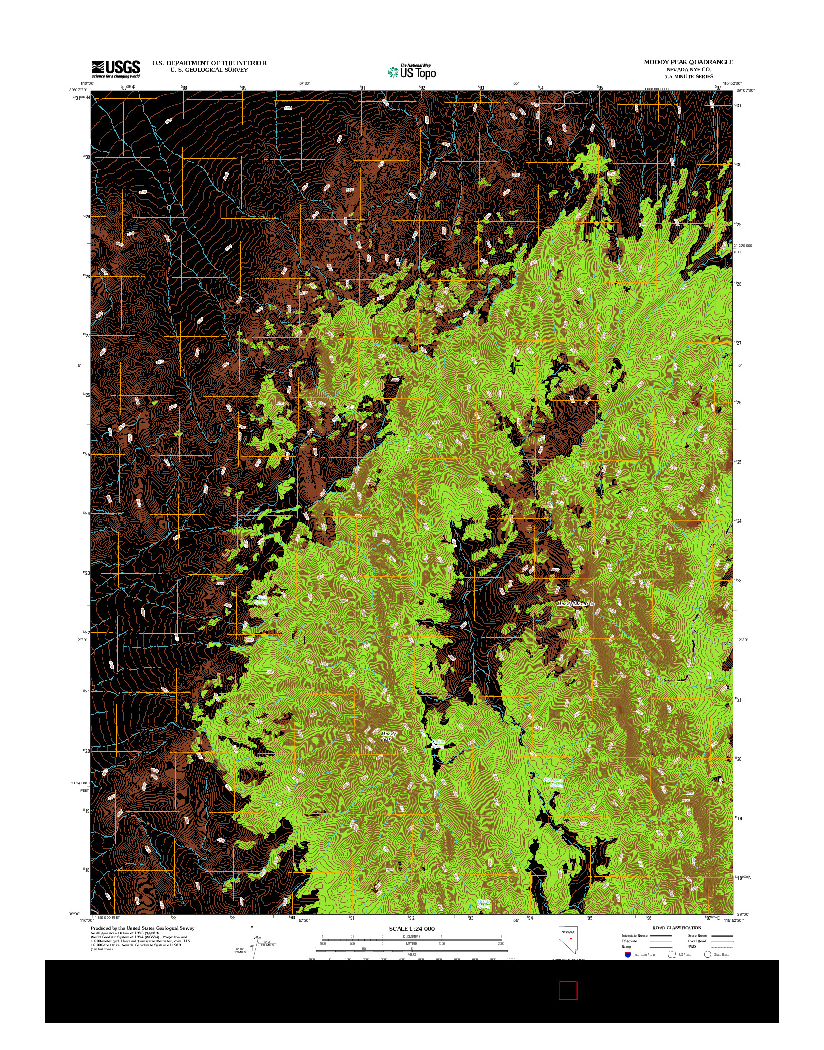 USGS US TOPO 7.5-MINUTE MAP FOR MOODY PEAK, NV 2012