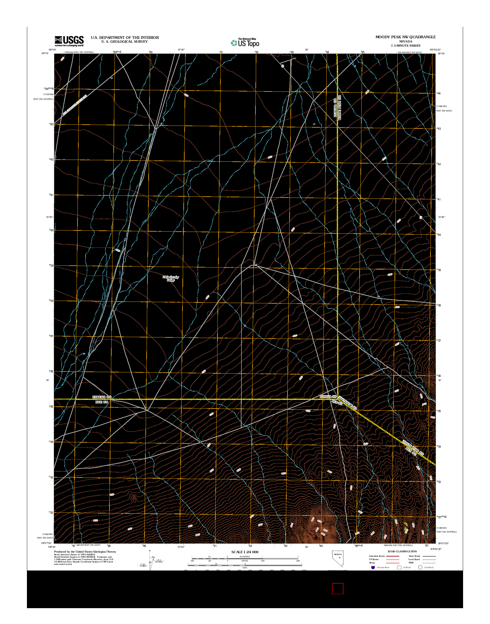 USGS US TOPO 7.5-MINUTE MAP FOR MOODY PEAK NW, NV 2012