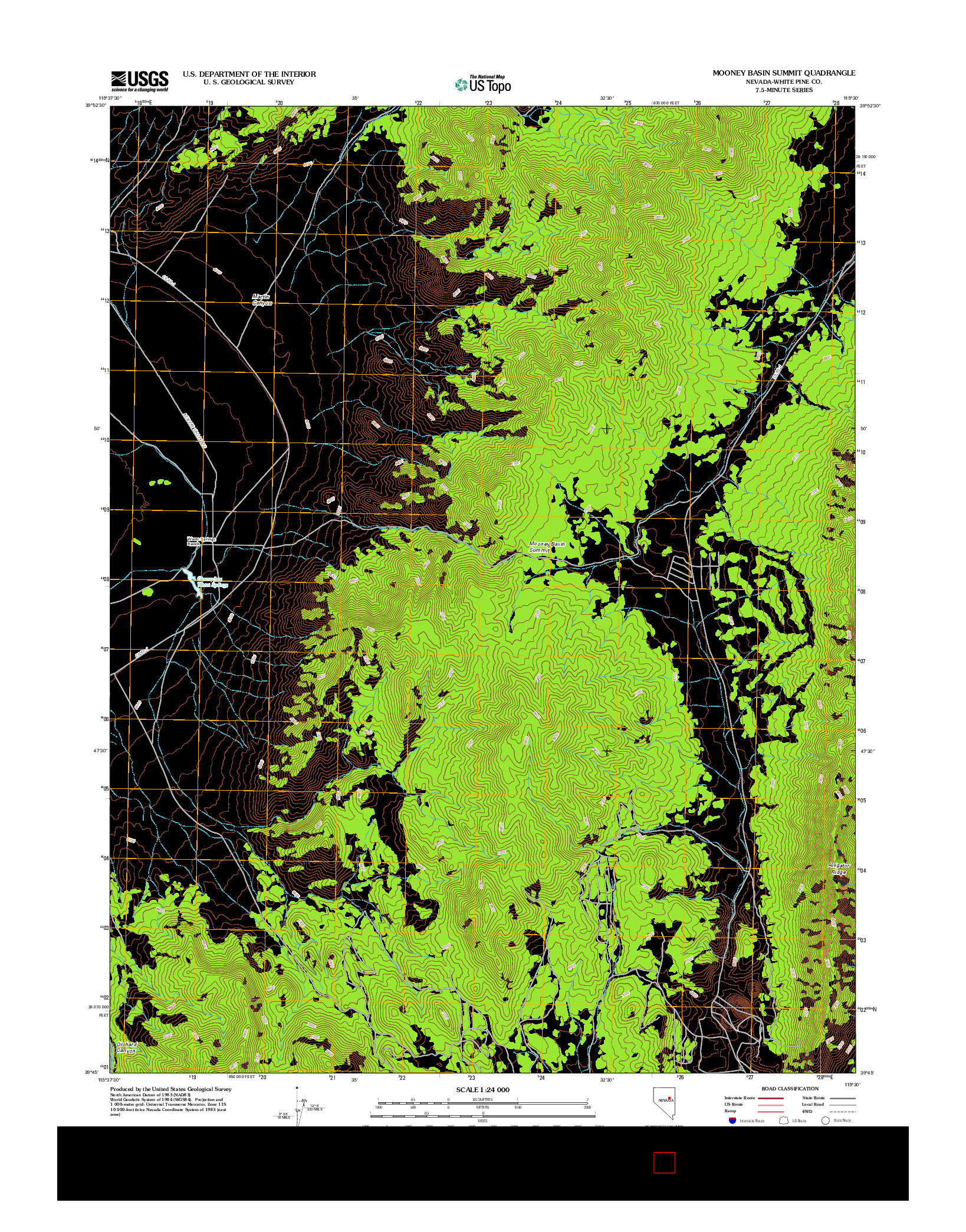 USGS US TOPO 7.5-MINUTE MAP FOR MOONEY BASIN SUMMIT, NV 2012