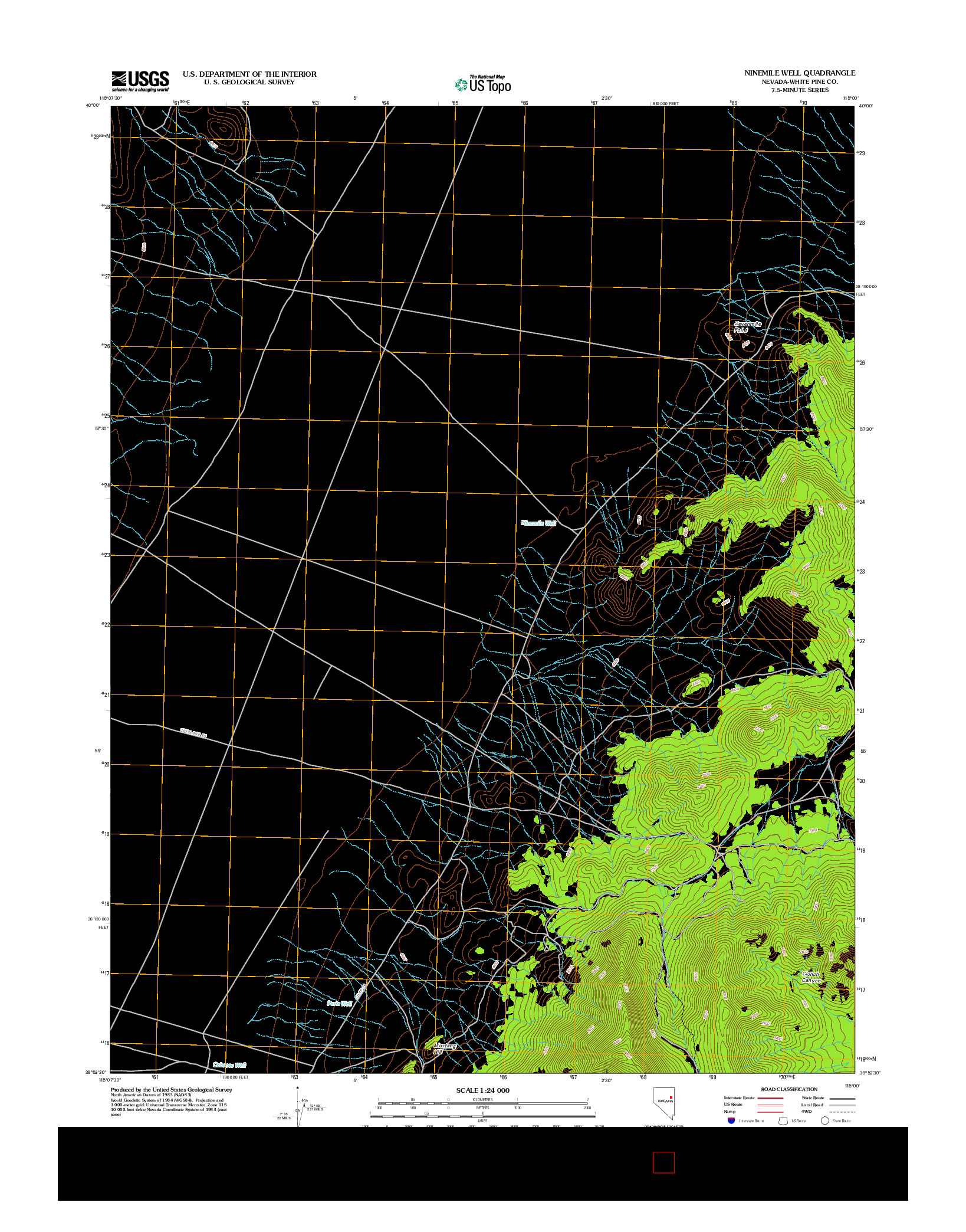 USGS US TOPO 7.5-MINUTE MAP FOR NINEMILE WELL, NV 2012