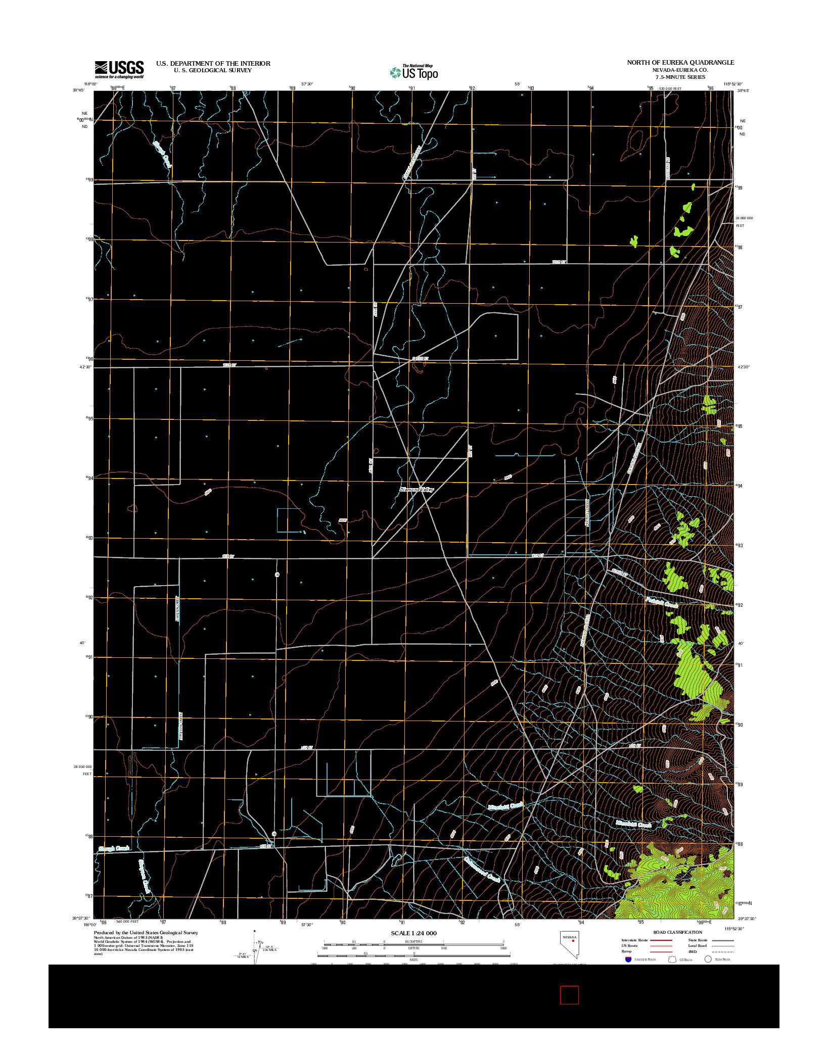 USGS US TOPO 7.5-MINUTE MAP FOR NORTH OF EUREKA, NV 2012