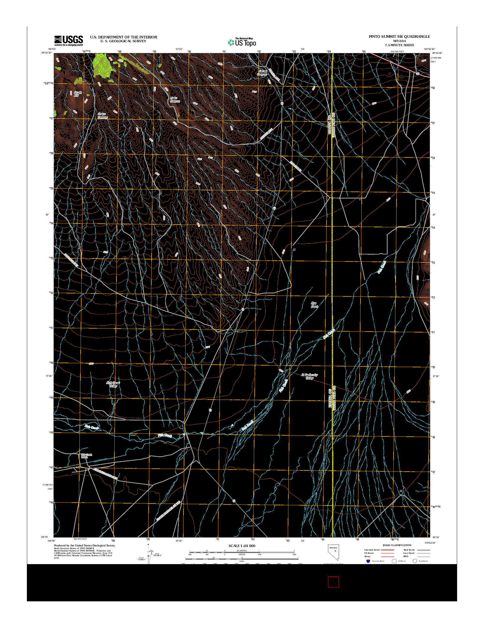 USGS US TOPO 7.5-MINUTE MAP FOR PINTO SUMMIT SW, NV 2012