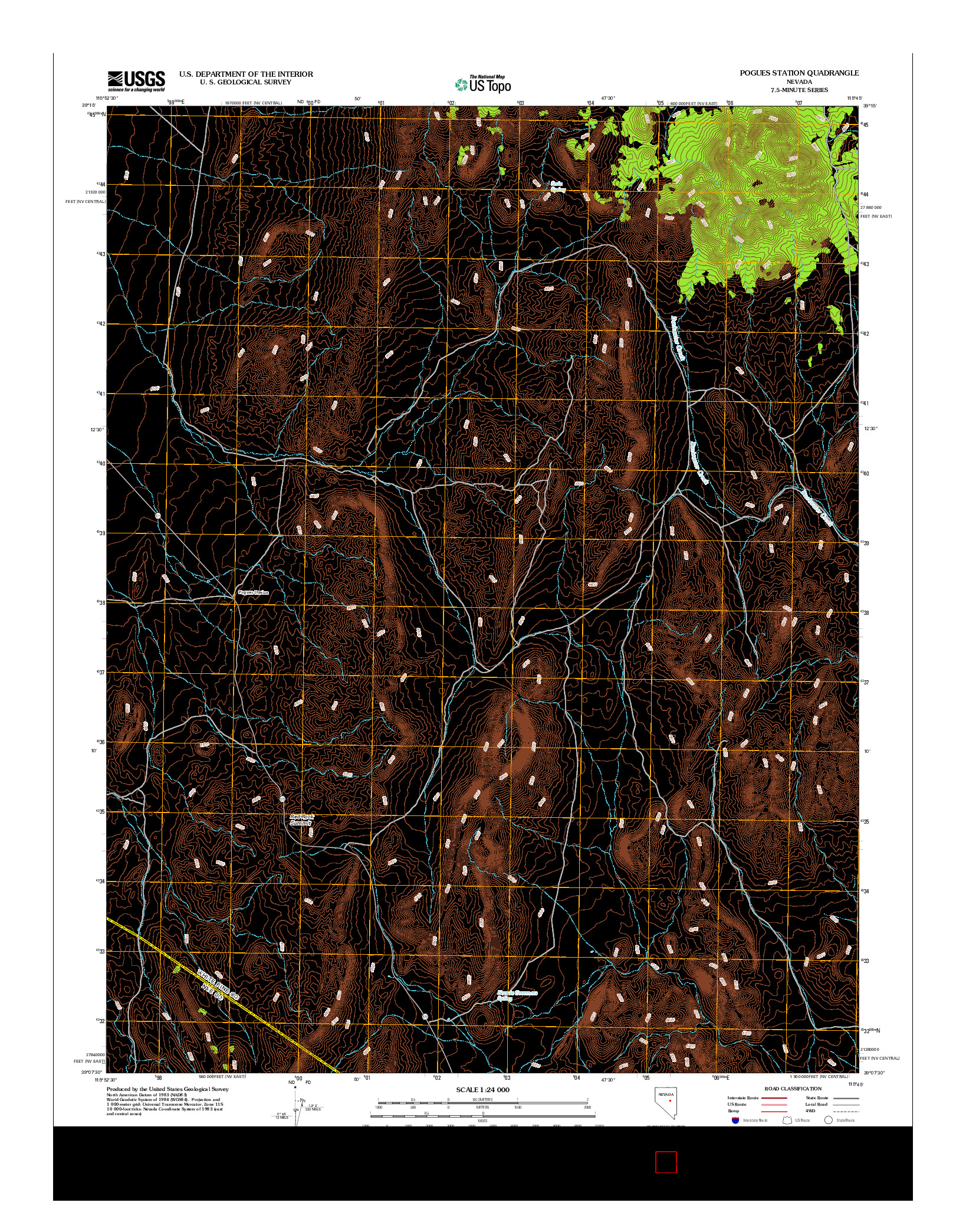 USGS US TOPO 7.5-MINUTE MAP FOR POGUES STATION, NV 2012