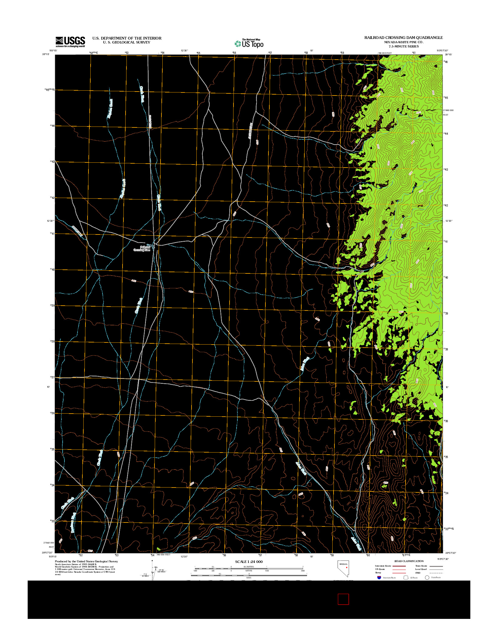 USGS US TOPO 7.5-MINUTE MAP FOR RAILROAD CROSSING DAM, NV 2012