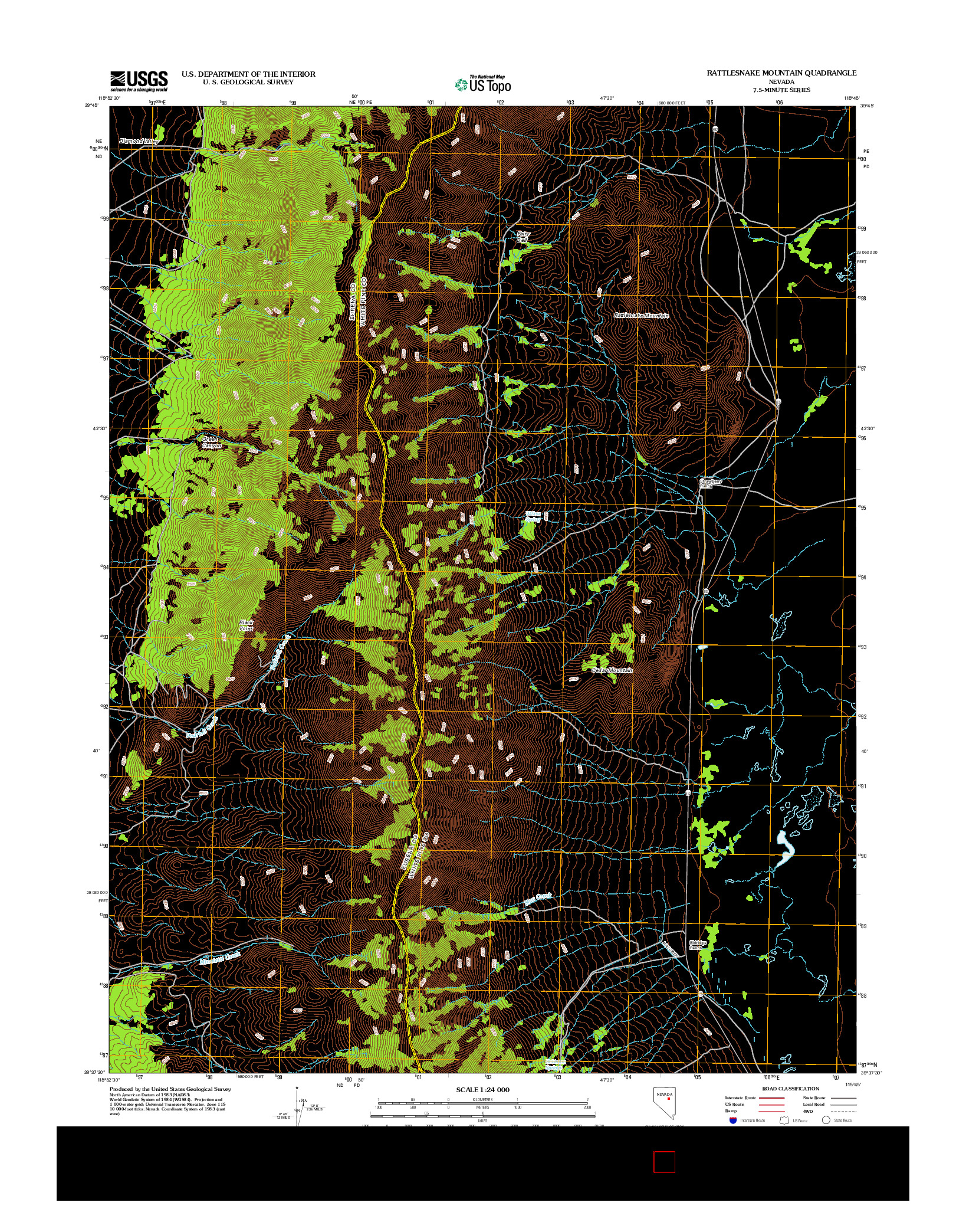 USGS US TOPO 7.5-MINUTE MAP FOR RATTLESNAKE MOUNTAIN, NV 2012