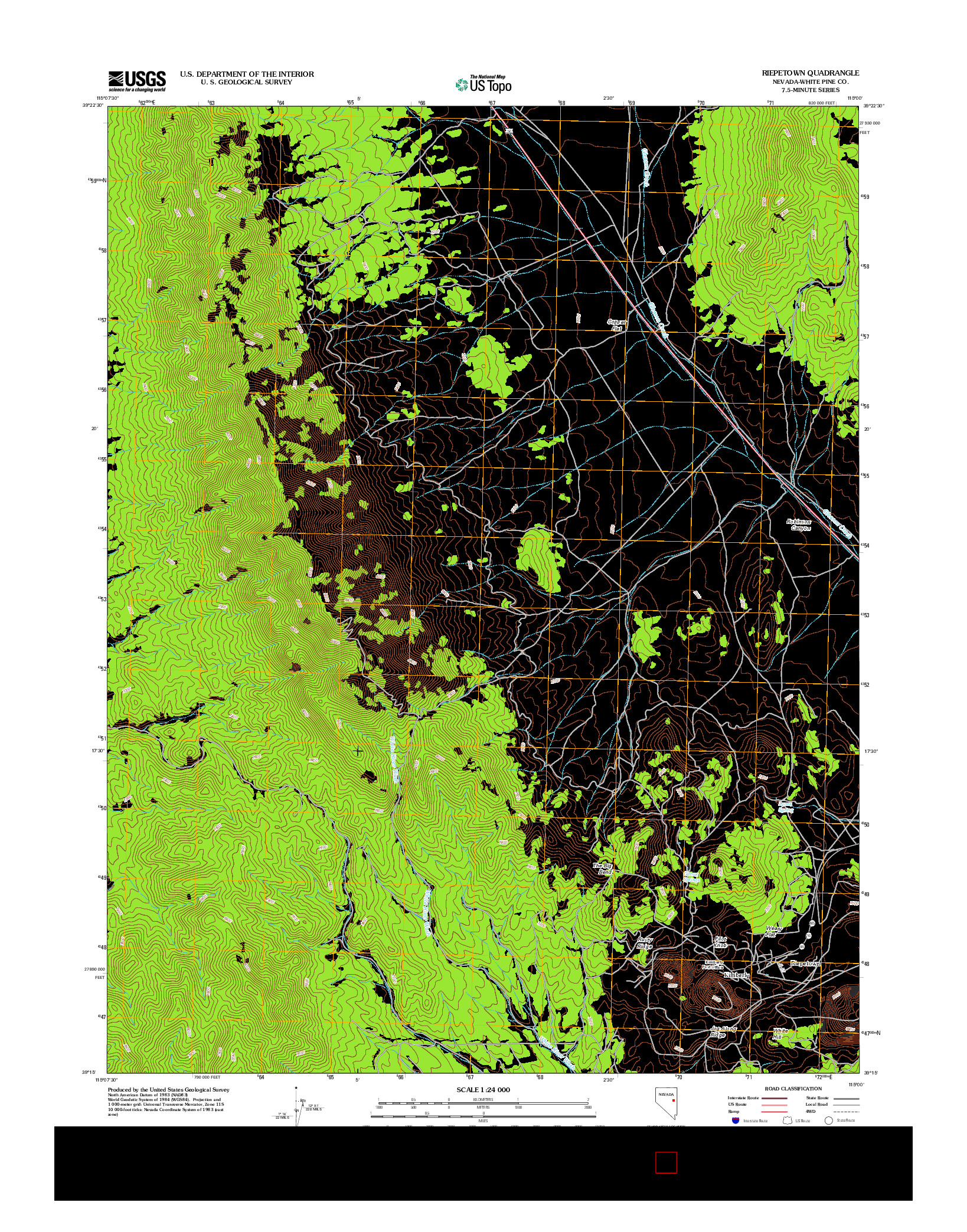 USGS US TOPO 7.5-MINUTE MAP FOR RIEPETOWN, NV 2012