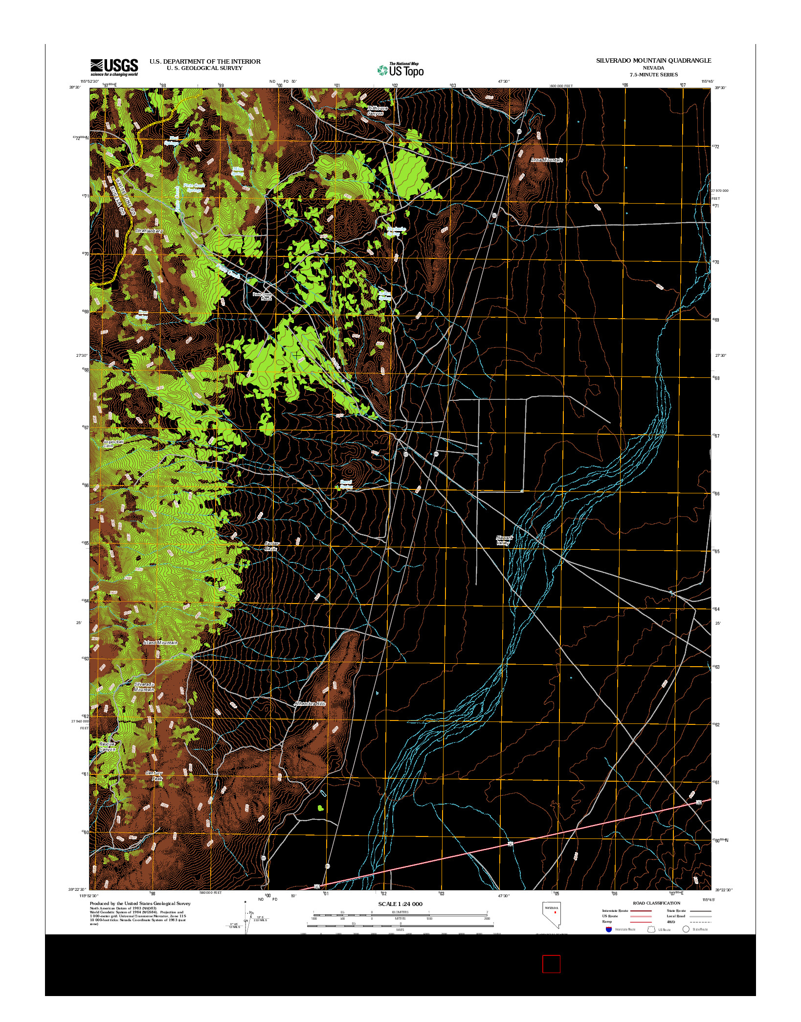 USGS US TOPO 7.5-MINUTE MAP FOR SILVERADO MOUNTAIN, NV 2012