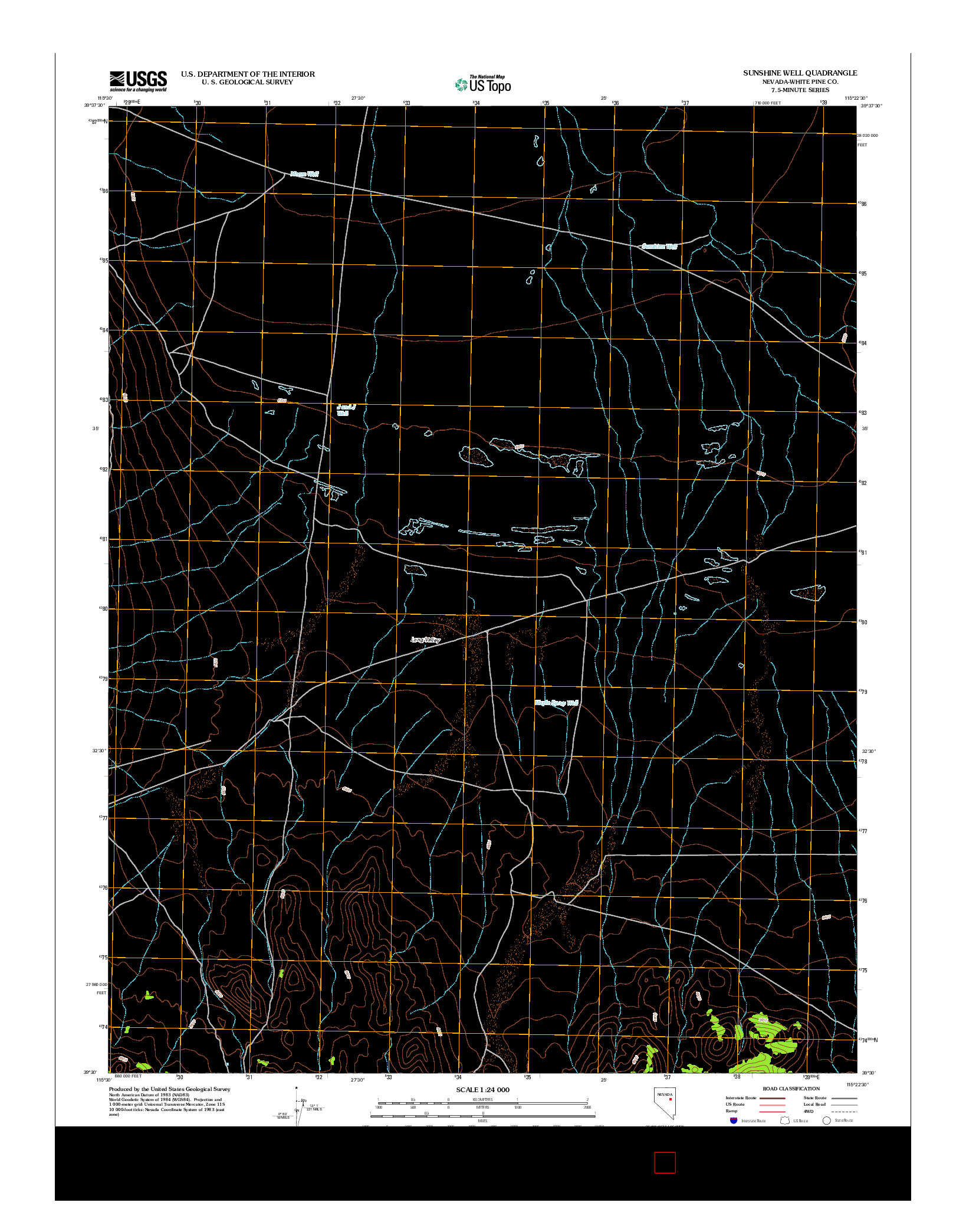 USGS US TOPO 7.5-MINUTE MAP FOR SUNSHINE WELL, NV 2012