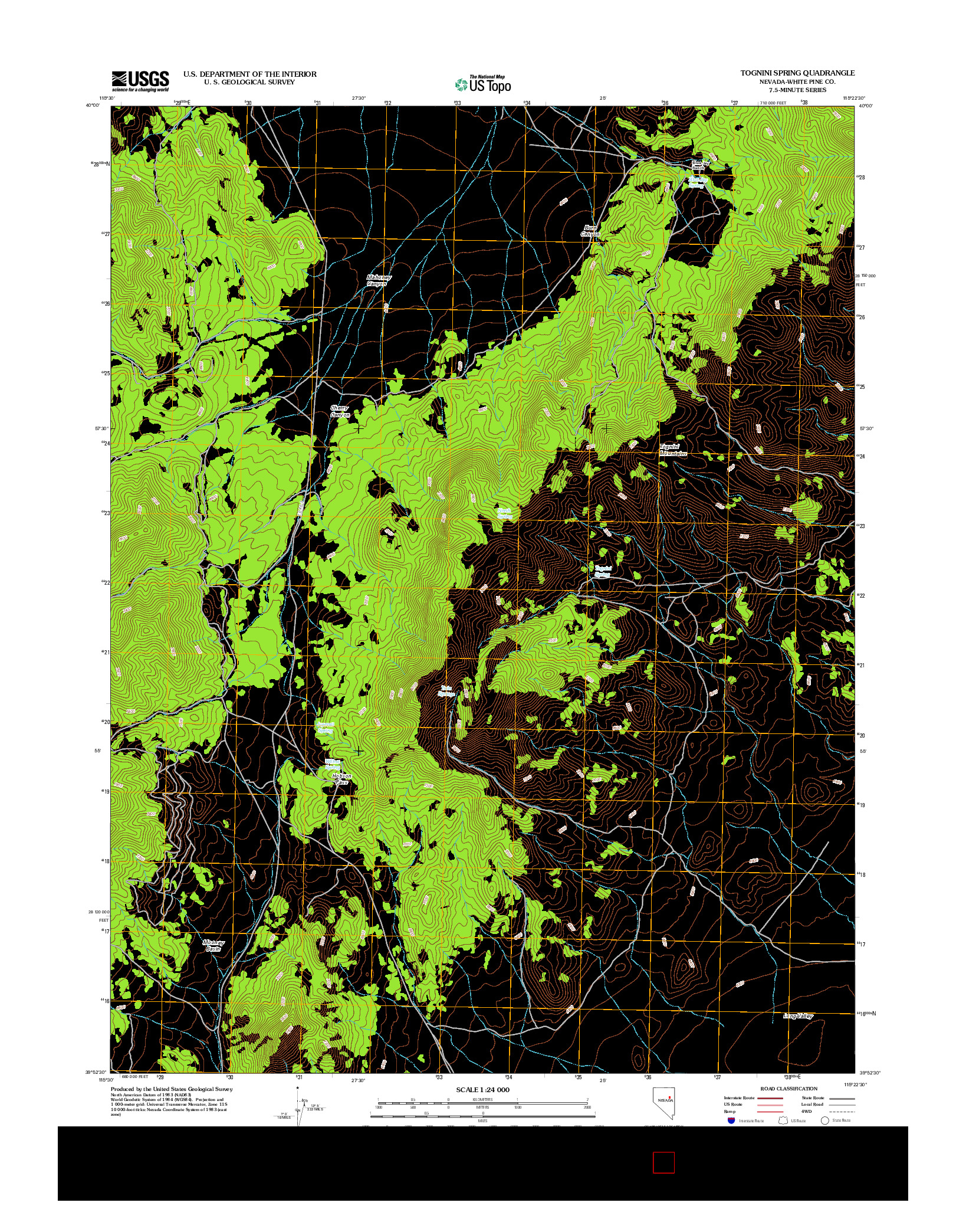 USGS US TOPO 7.5-MINUTE MAP FOR TOGNINI SPRING, NV 2012