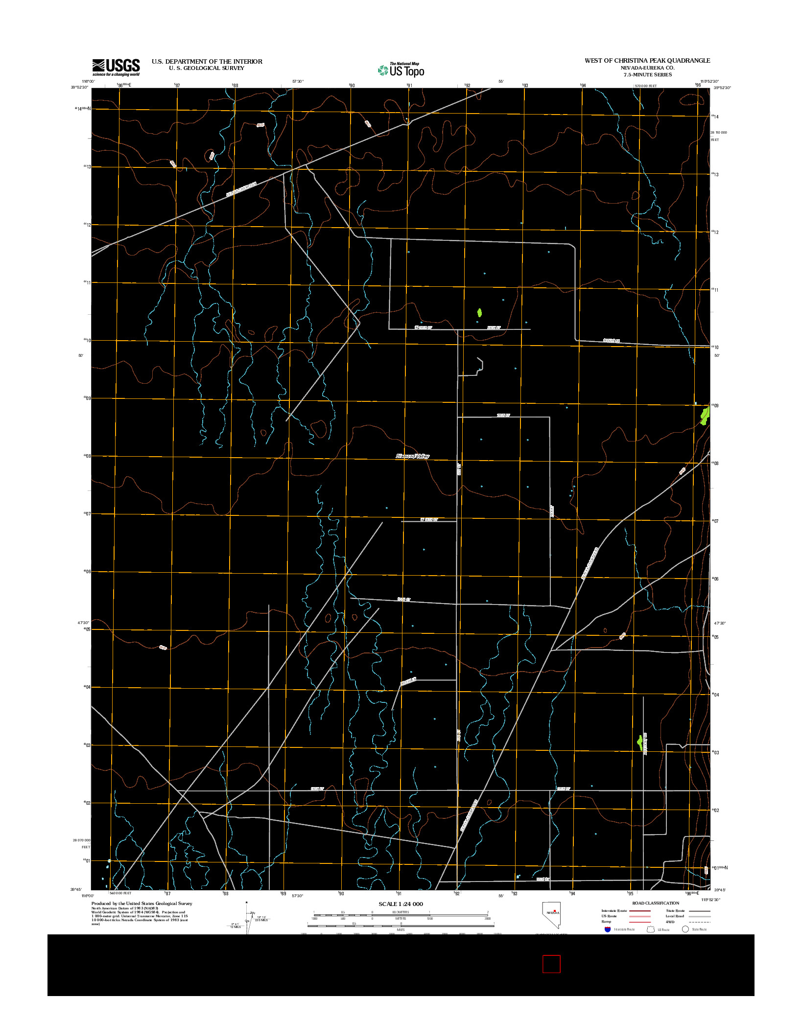 USGS US TOPO 7.5-MINUTE MAP FOR WEST OF CHRISTINA PEAK, NV 2012