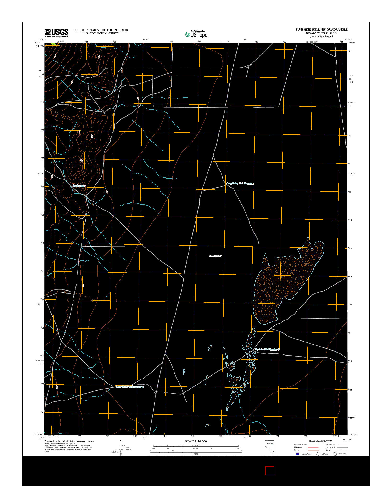 USGS US TOPO 7.5-MINUTE MAP FOR SUNSHINE WELL NW, NV 2012