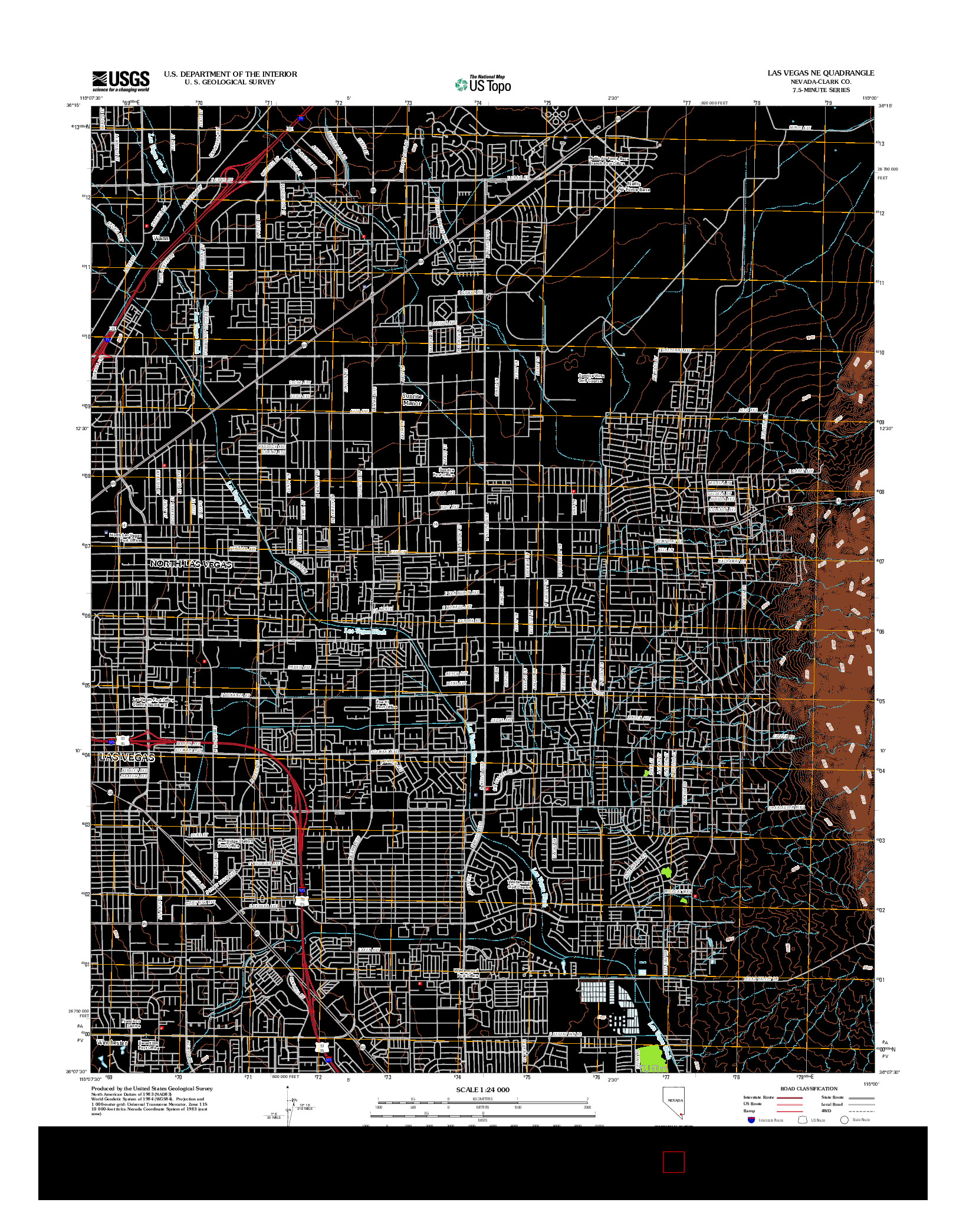 USGS US TOPO 7.5-MINUTE MAP FOR LAS VEGAS NE, NV 2012