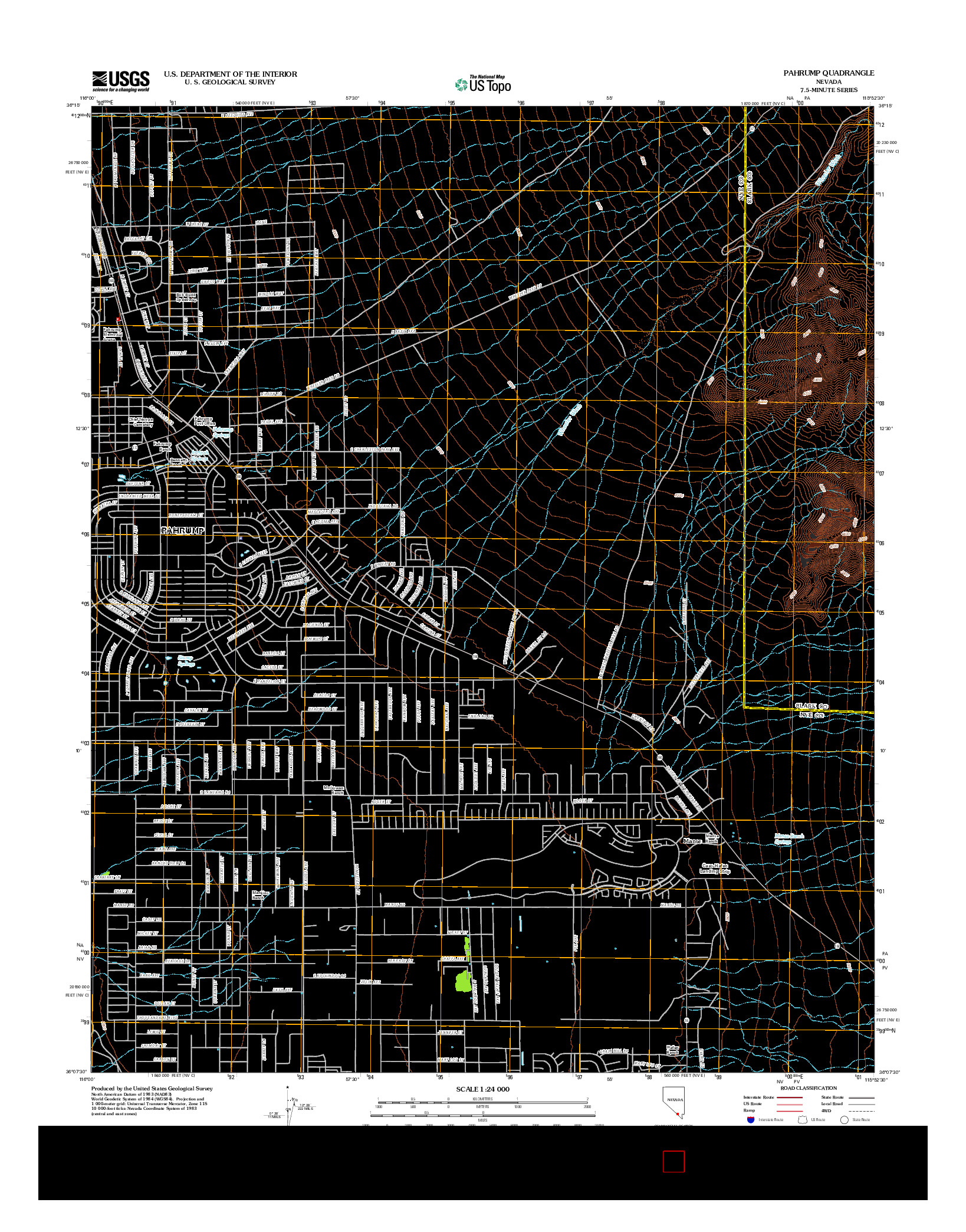 USGS US TOPO 7.5-MINUTE MAP FOR PAHRUMP, NV 2012