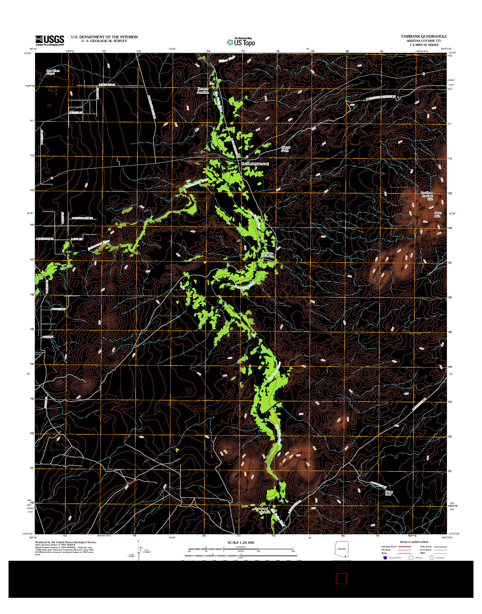 USGS US TOPO 7.5-MINUTE MAP FOR FAIRBANK, AZ 2012