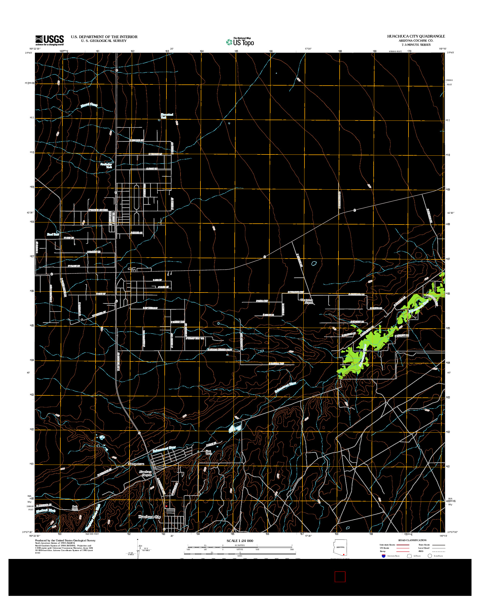 USGS US TOPO 7.5-MINUTE MAP FOR HUACHUCA CITY, AZ 2012