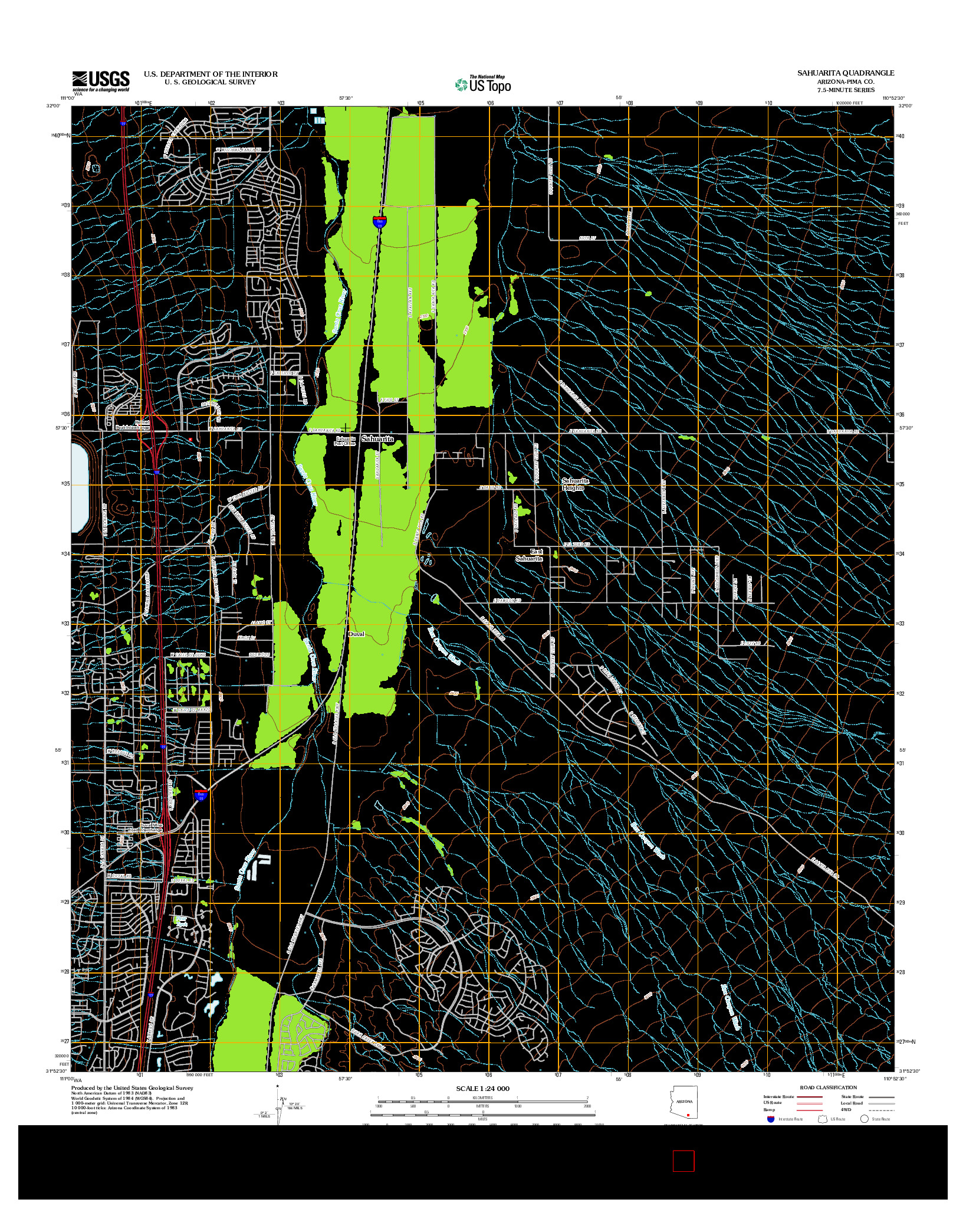 USGS US TOPO 7.5-MINUTE MAP FOR SAHUARITA, AZ 2012