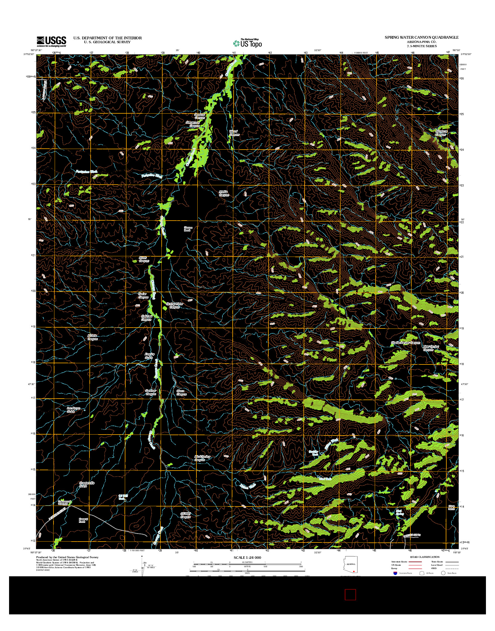 USGS US TOPO 7.5-MINUTE MAP FOR SPRING WATER CANYON, AZ 2012