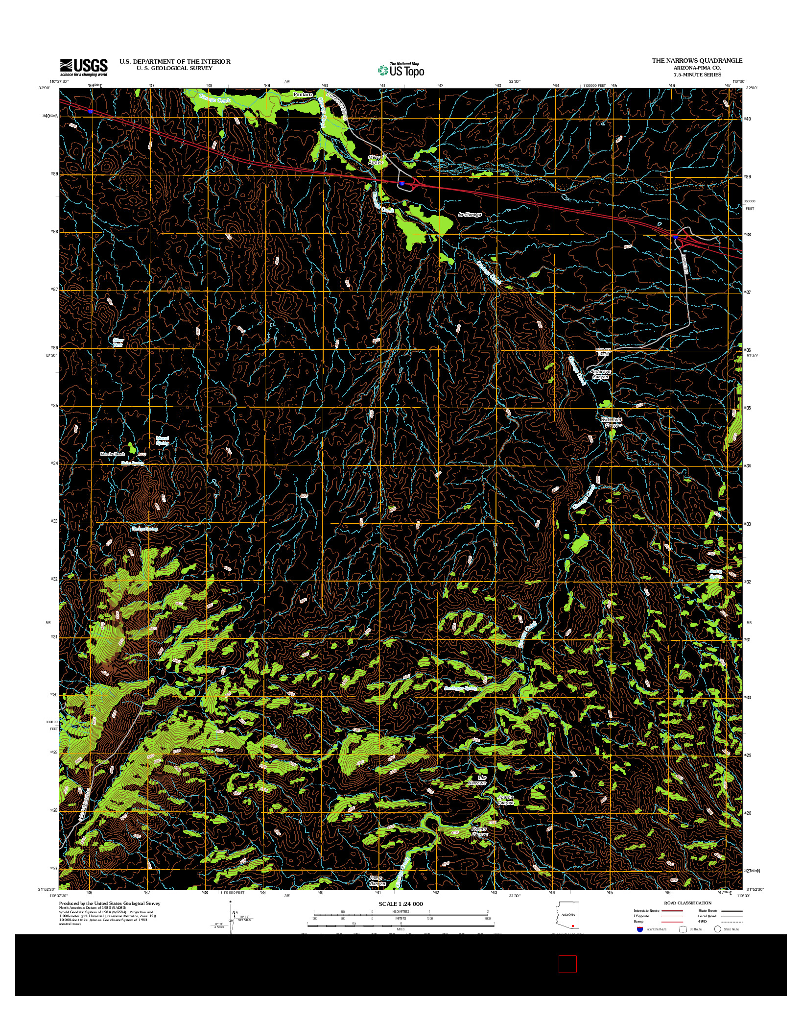 USGS US TOPO 7.5-MINUTE MAP FOR THE NARROWS, AZ 2012