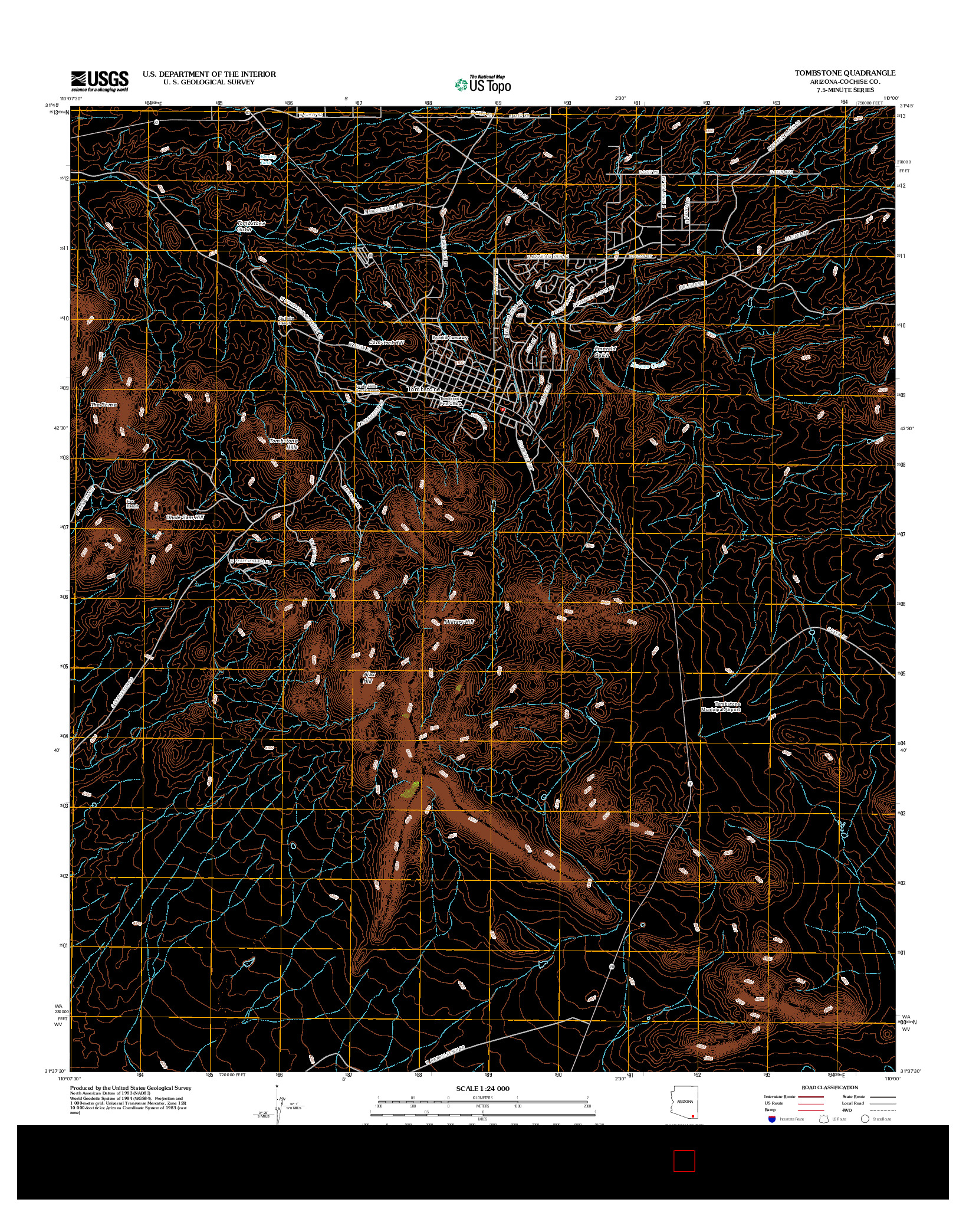 USGS US TOPO 7.5-MINUTE MAP FOR TOMBSTONE, AZ 2012