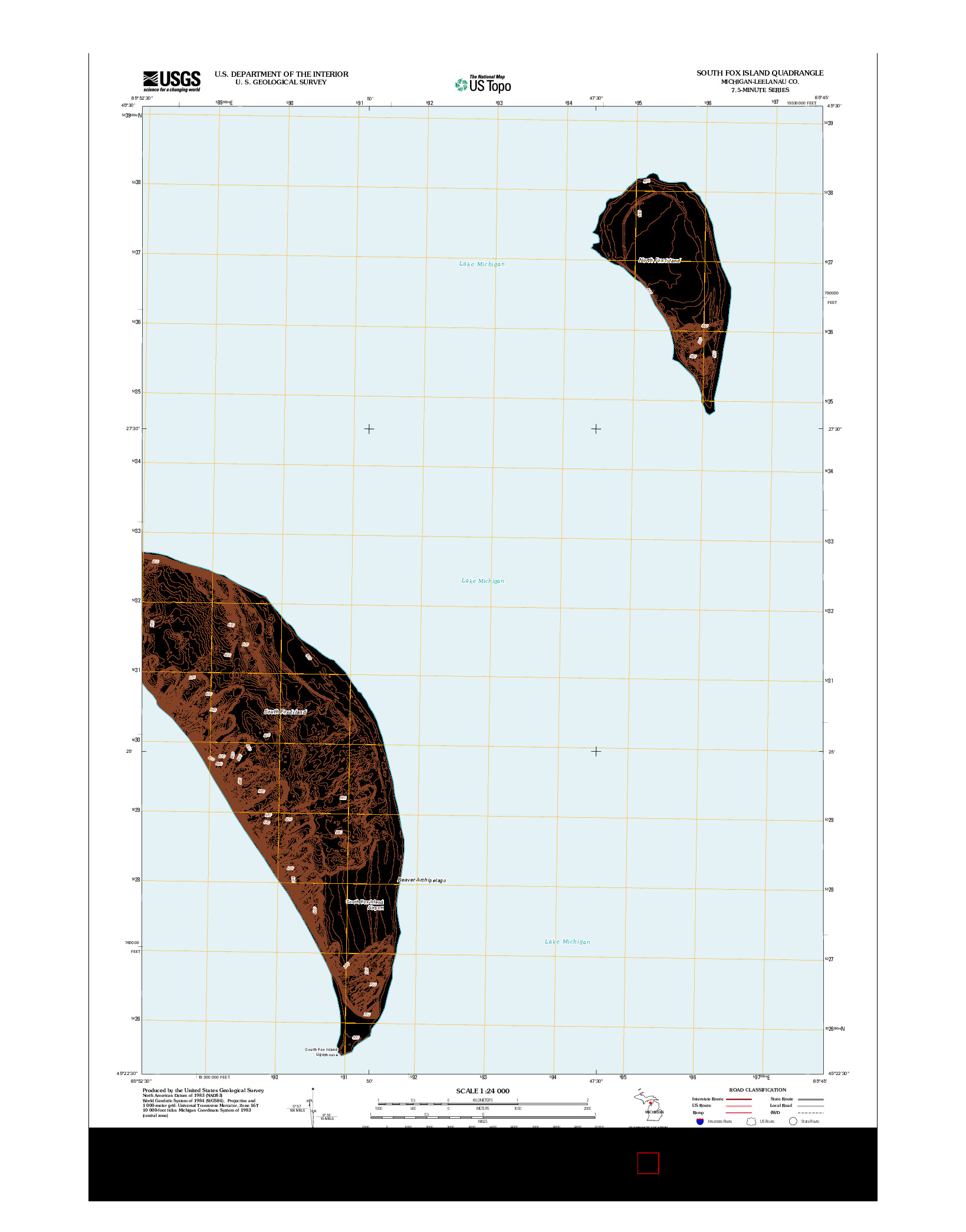 USGS US TOPO 7.5-MINUTE MAP FOR SOUTH FOX ISLAND, MI 2012