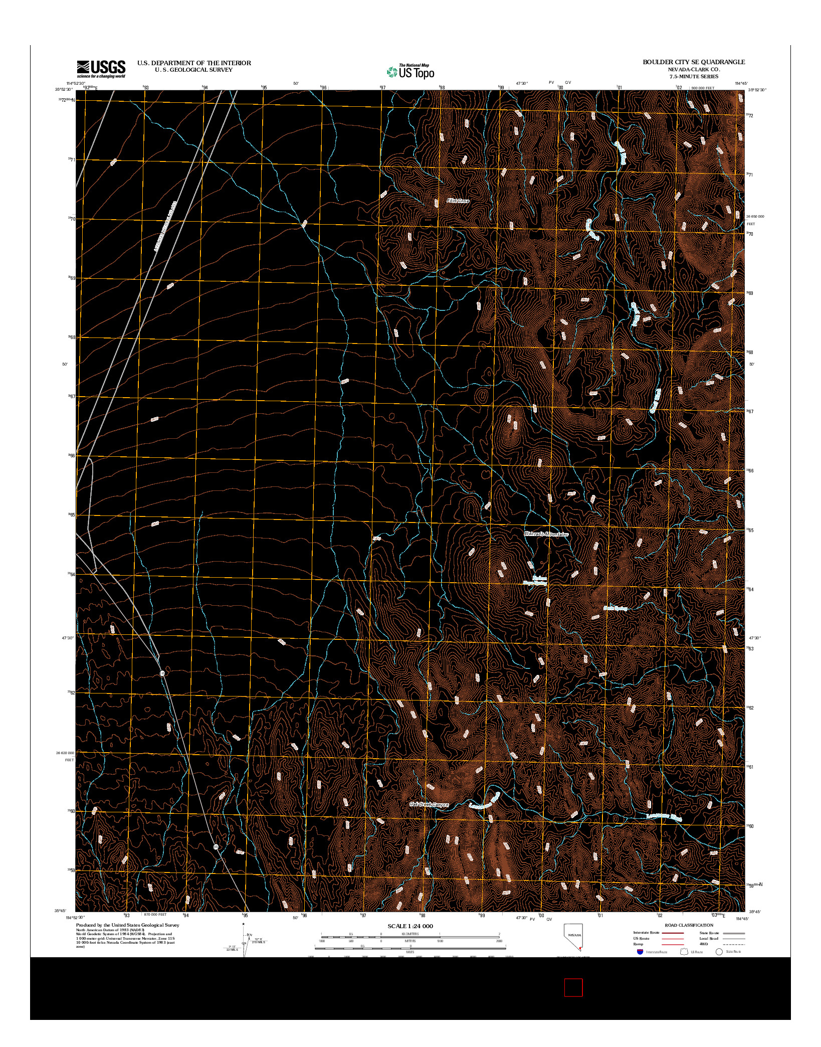 USGS US TOPO 7.5-MINUTE MAP FOR BOULDER CITY SE, NV 2012