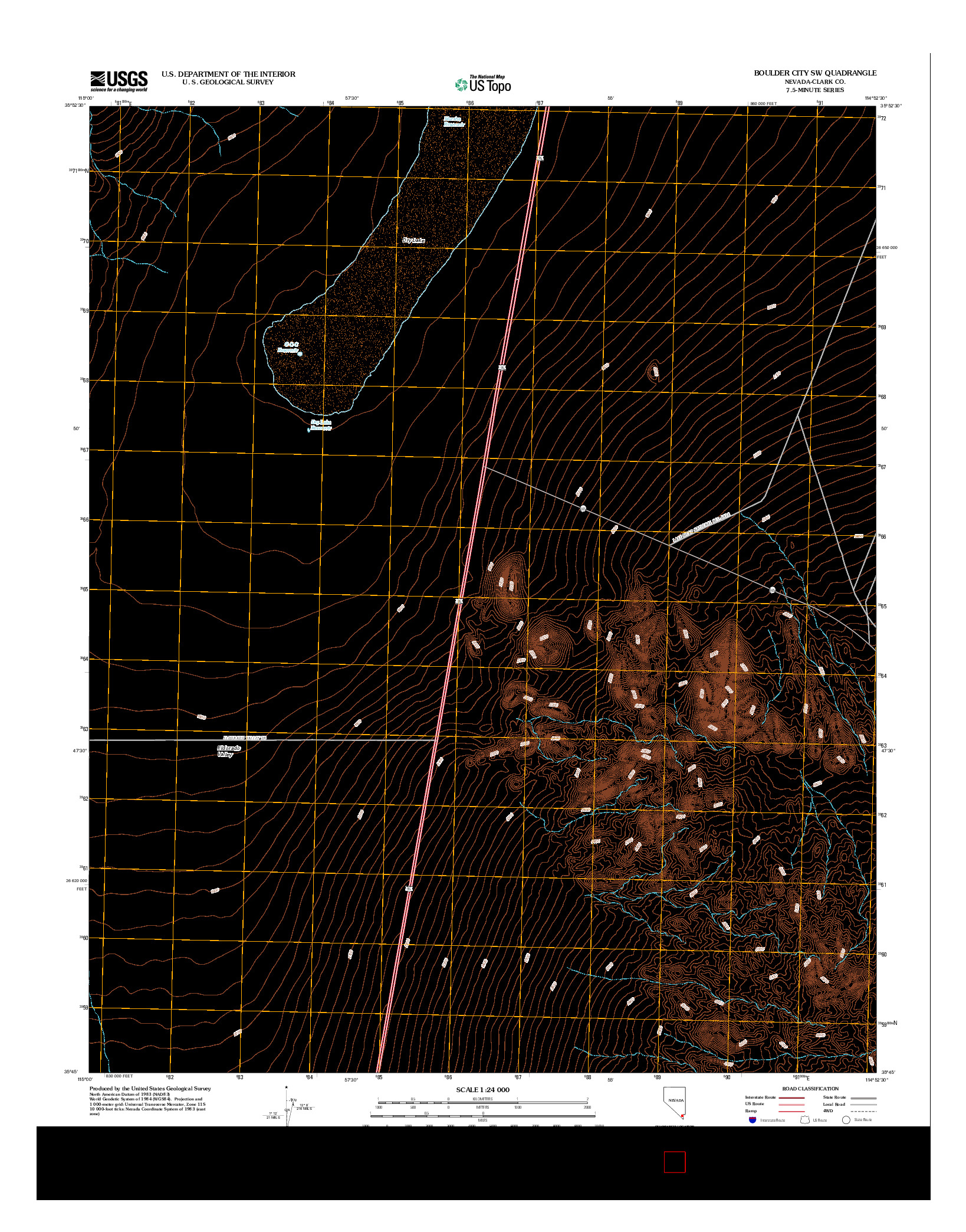 USGS US TOPO 7.5-MINUTE MAP FOR BOULDER CITY SW, NV 2012