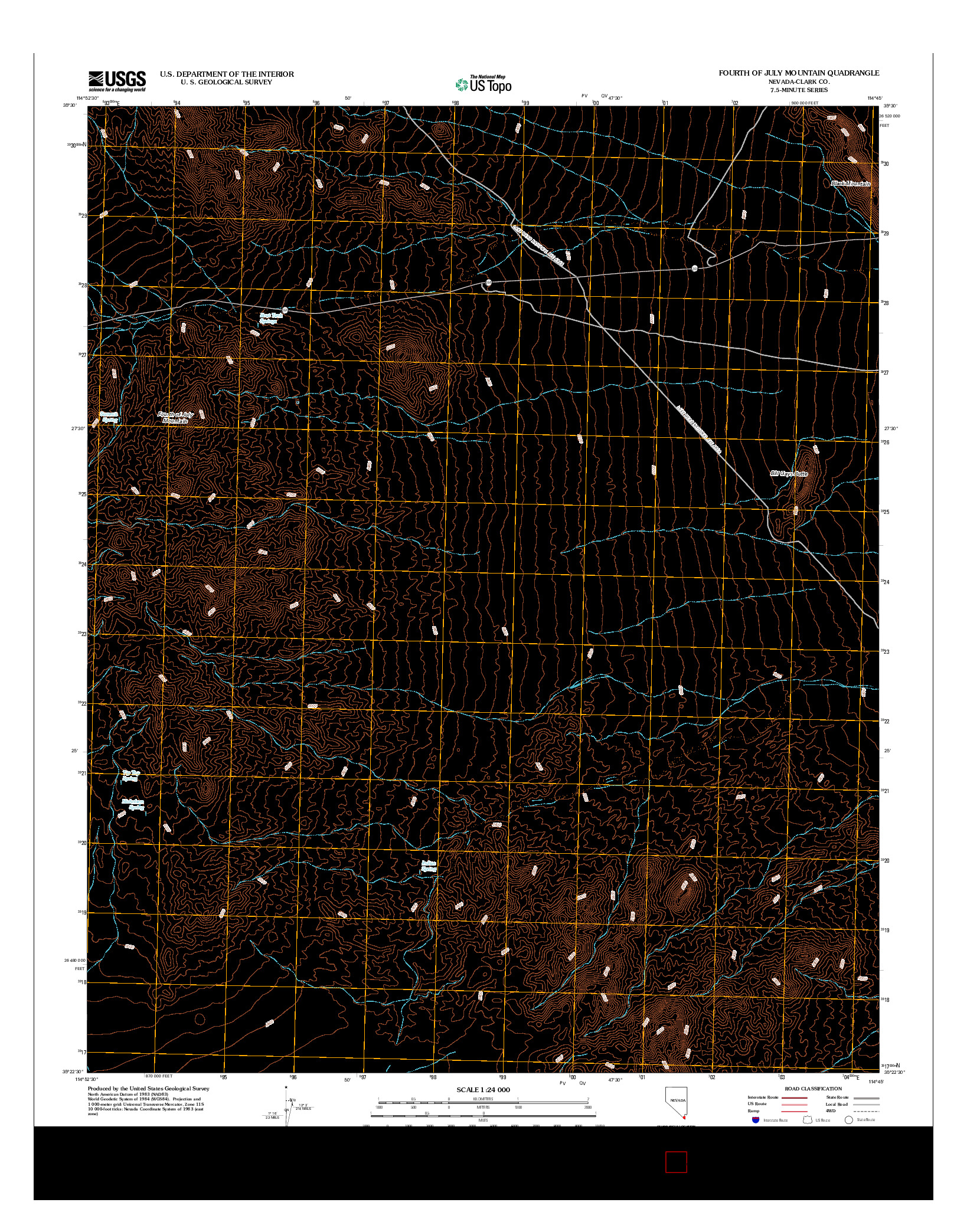 USGS US TOPO 7.5-MINUTE MAP FOR FOURTH OF JULY MOUNTAIN, NV 2012