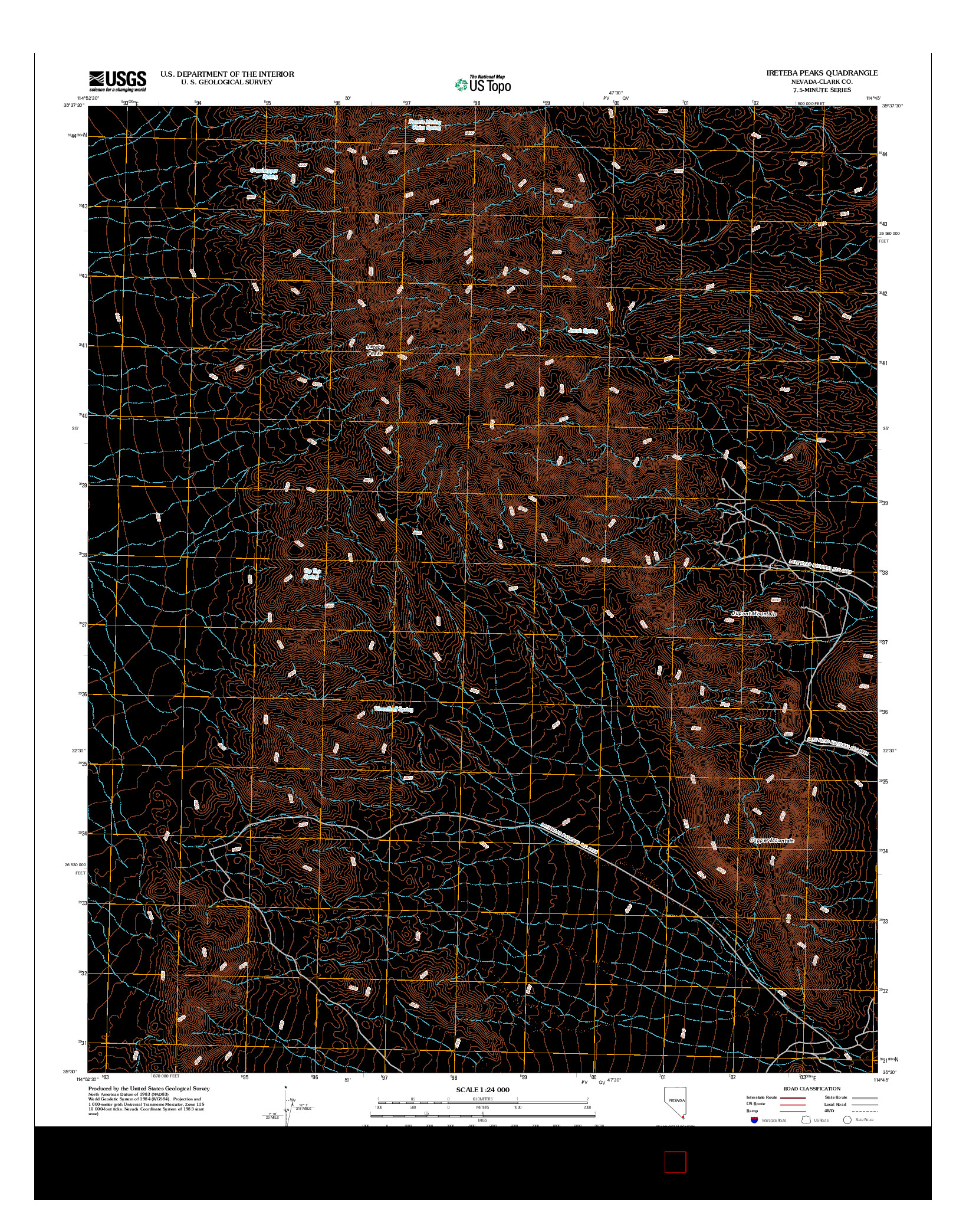USGS US TOPO 7.5-MINUTE MAP FOR IRETEBA PEAKS, NV 2012