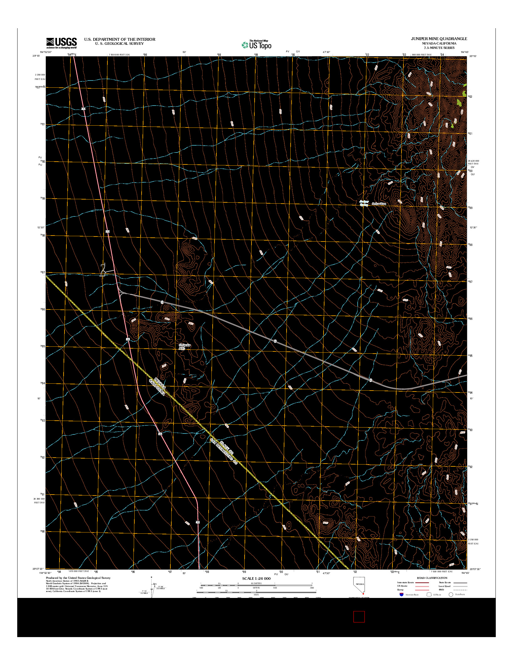 USGS US TOPO 7.5-MINUTE MAP FOR JUNIPER MINE, NV-CA 2012