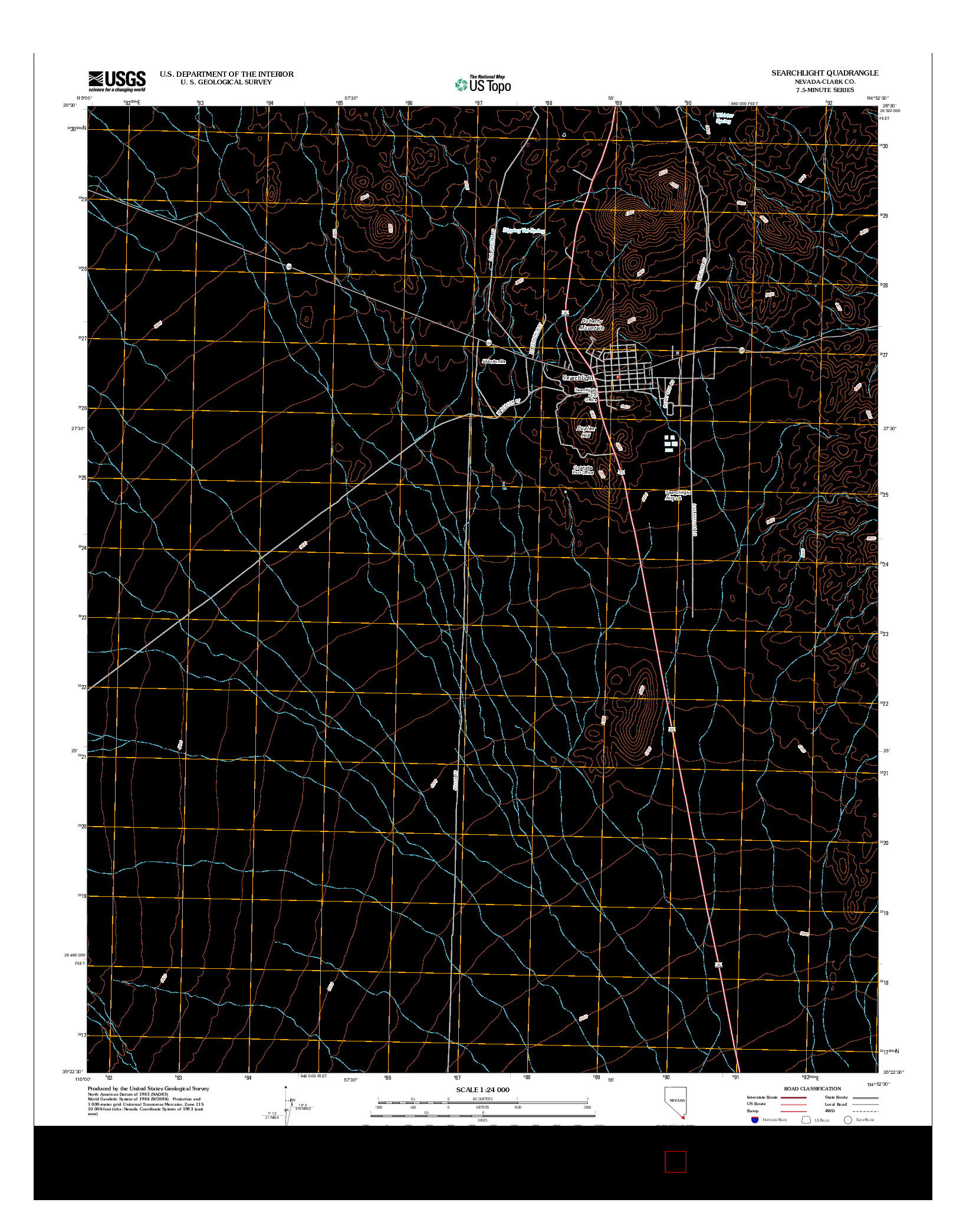 USGS US TOPO 7.5-MINUTE MAP FOR SEARCHLIGHT, NV 2012