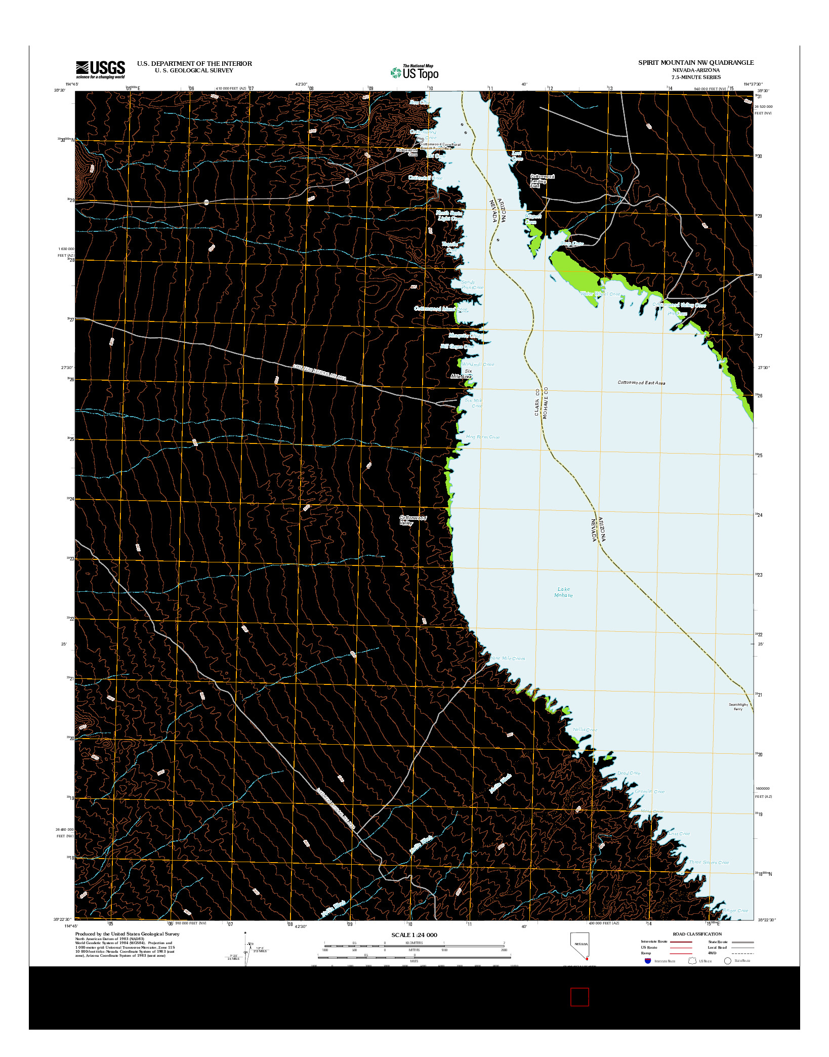 USGS US TOPO 7.5-MINUTE MAP FOR SPIRIT MOUNTAIN NW, NV-AZ 2012