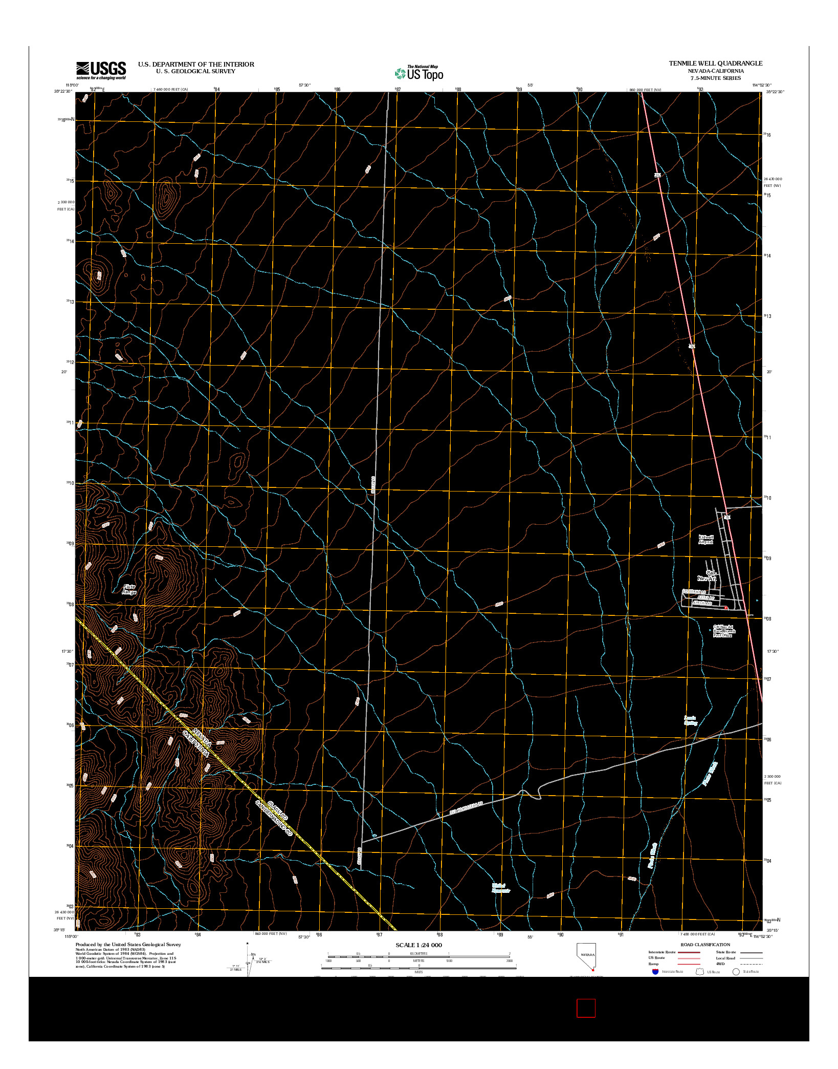 USGS US TOPO 7.5-MINUTE MAP FOR TENMILE WELL, NV-CA 2012