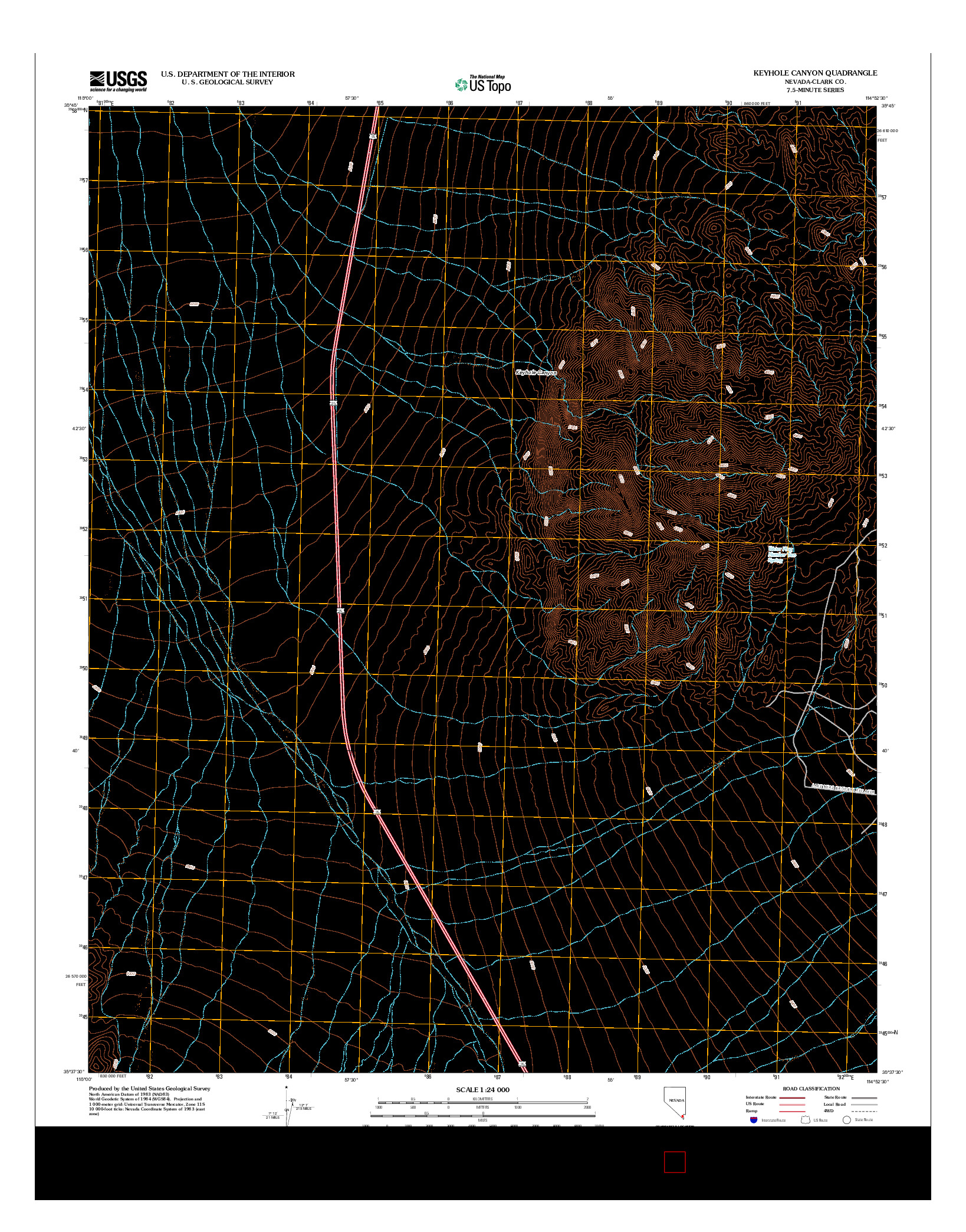 USGS US TOPO 7.5-MINUTE MAP FOR KEYHOLE CANYON, NV 2012