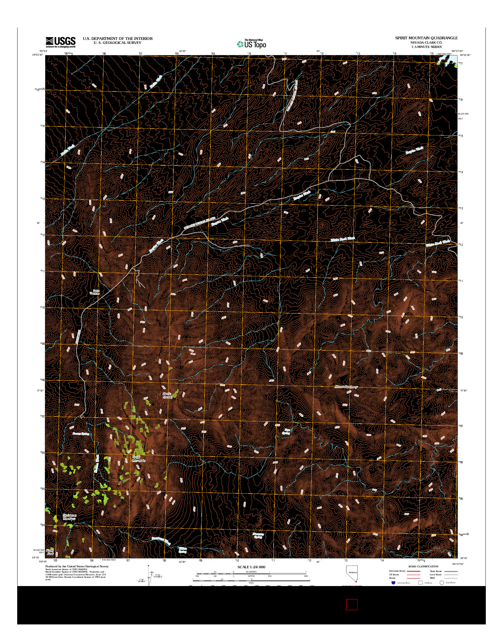 USGS US TOPO 7.5-MINUTE MAP FOR SPIRIT MOUNTAIN, NV 2012