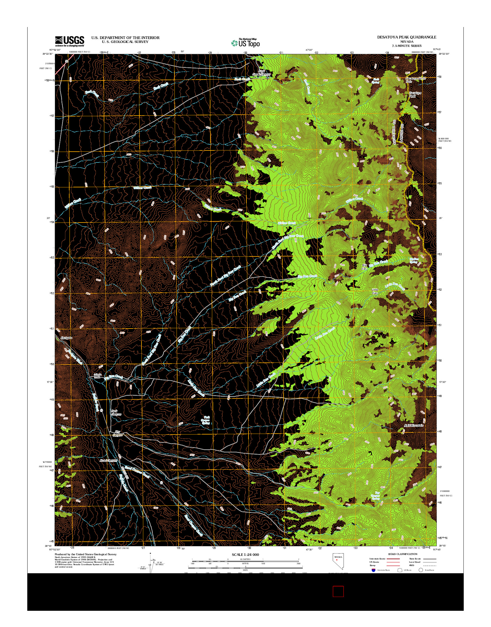 USGS US TOPO 7.5-MINUTE MAP FOR DESATOYA PEAK, NV 2012