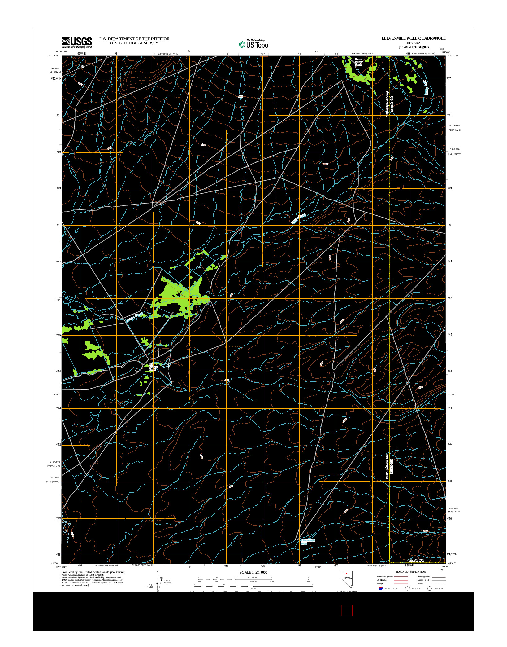 USGS US TOPO 7.5-MINUTE MAP FOR ELEVENMILE WELL, NV 2012