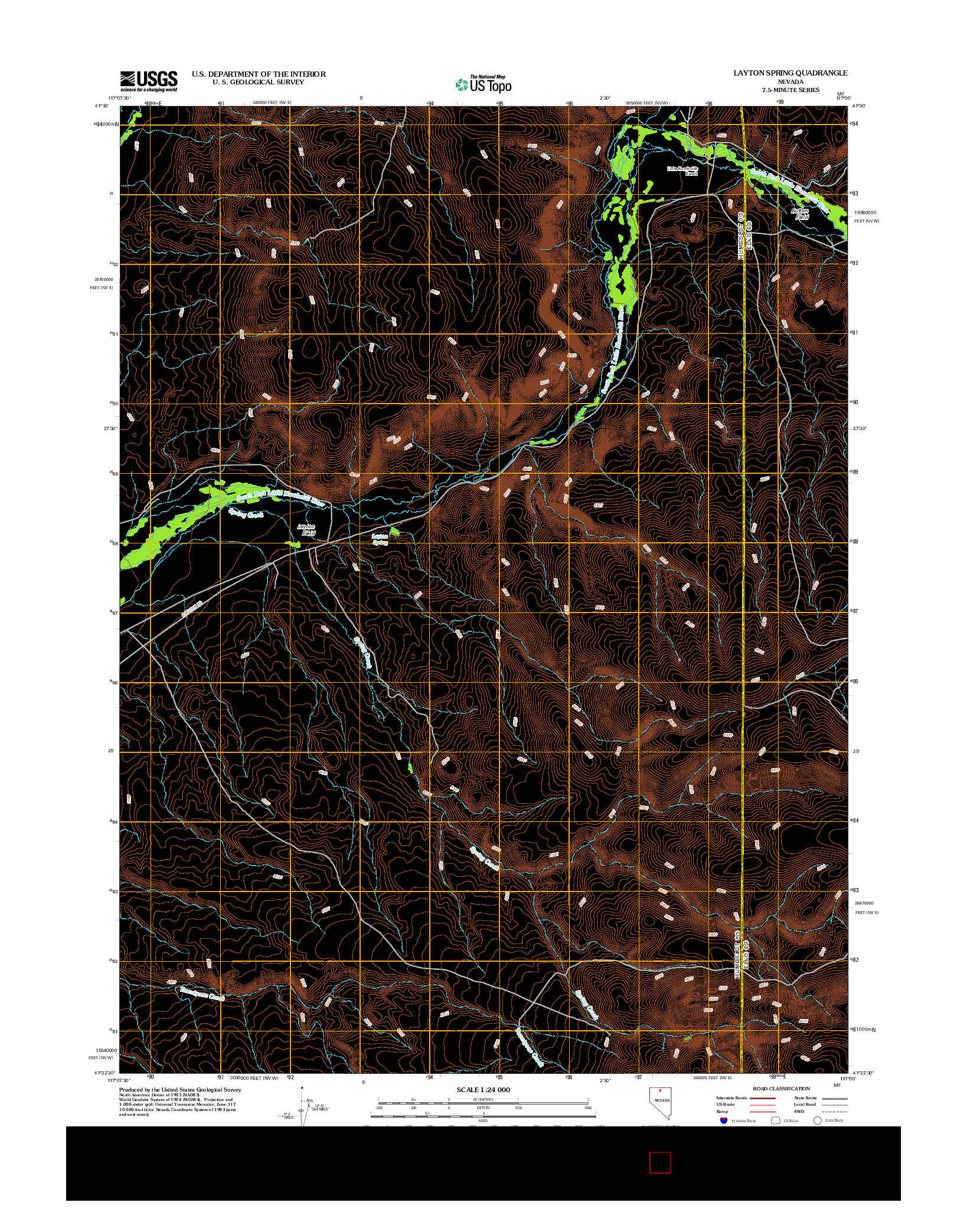 USGS US TOPO 7.5-MINUTE MAP FOR LAYTON SPRING, NV 2012