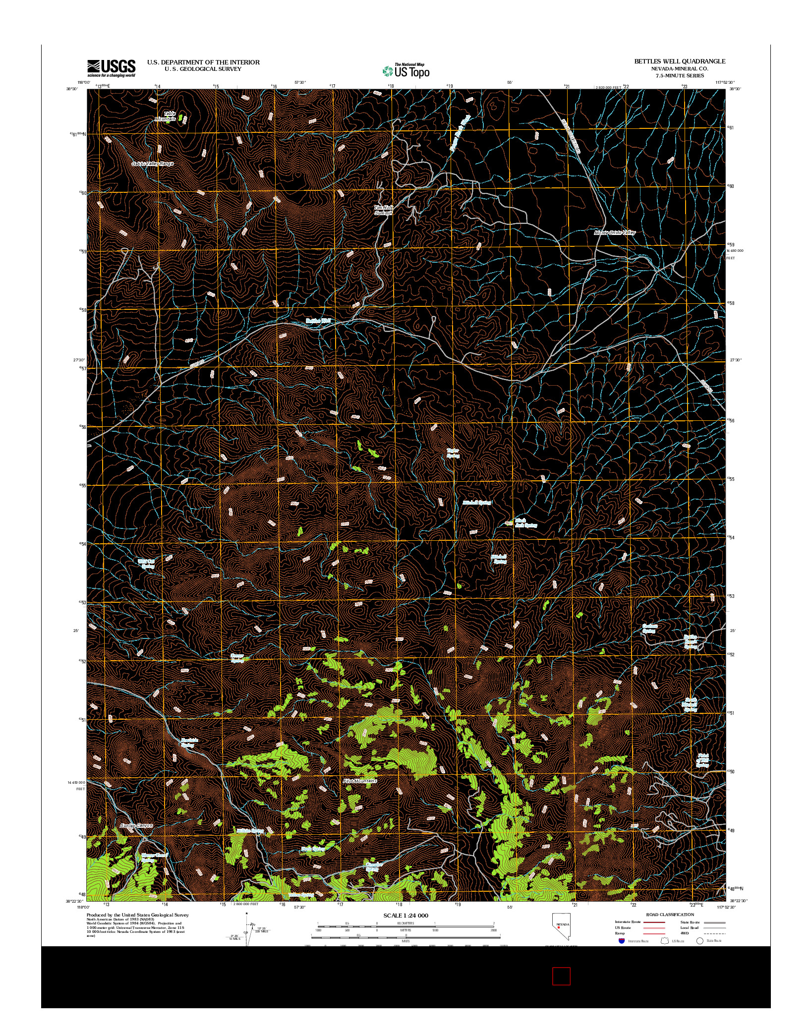 USGS US TOPO 7.5-MINUTE MAP FOR BETTLES WELL, NV 2012