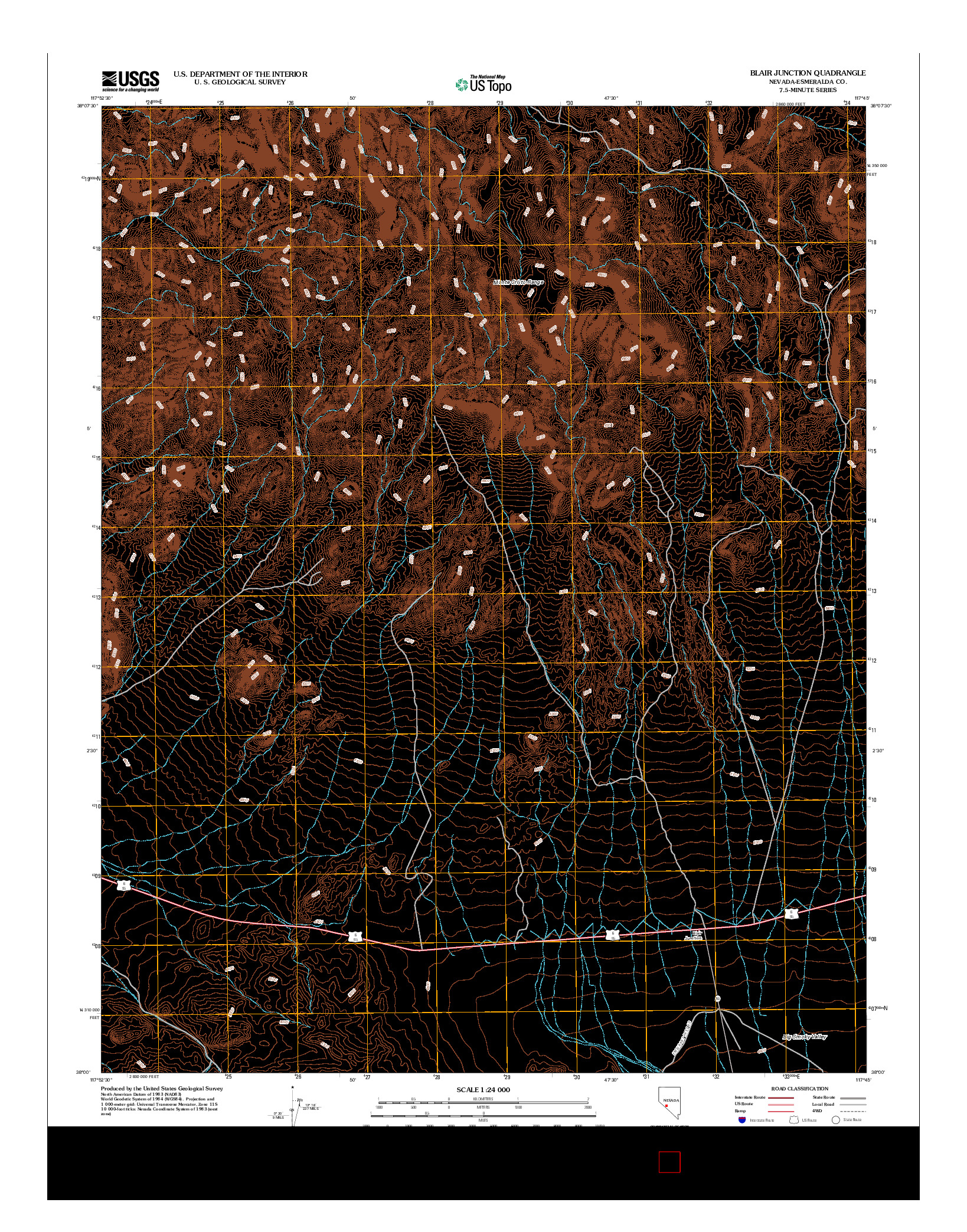 USGS US TOPO 7.5-MINUTE MAP FOR BLAIR JUNCTION, NV 2012