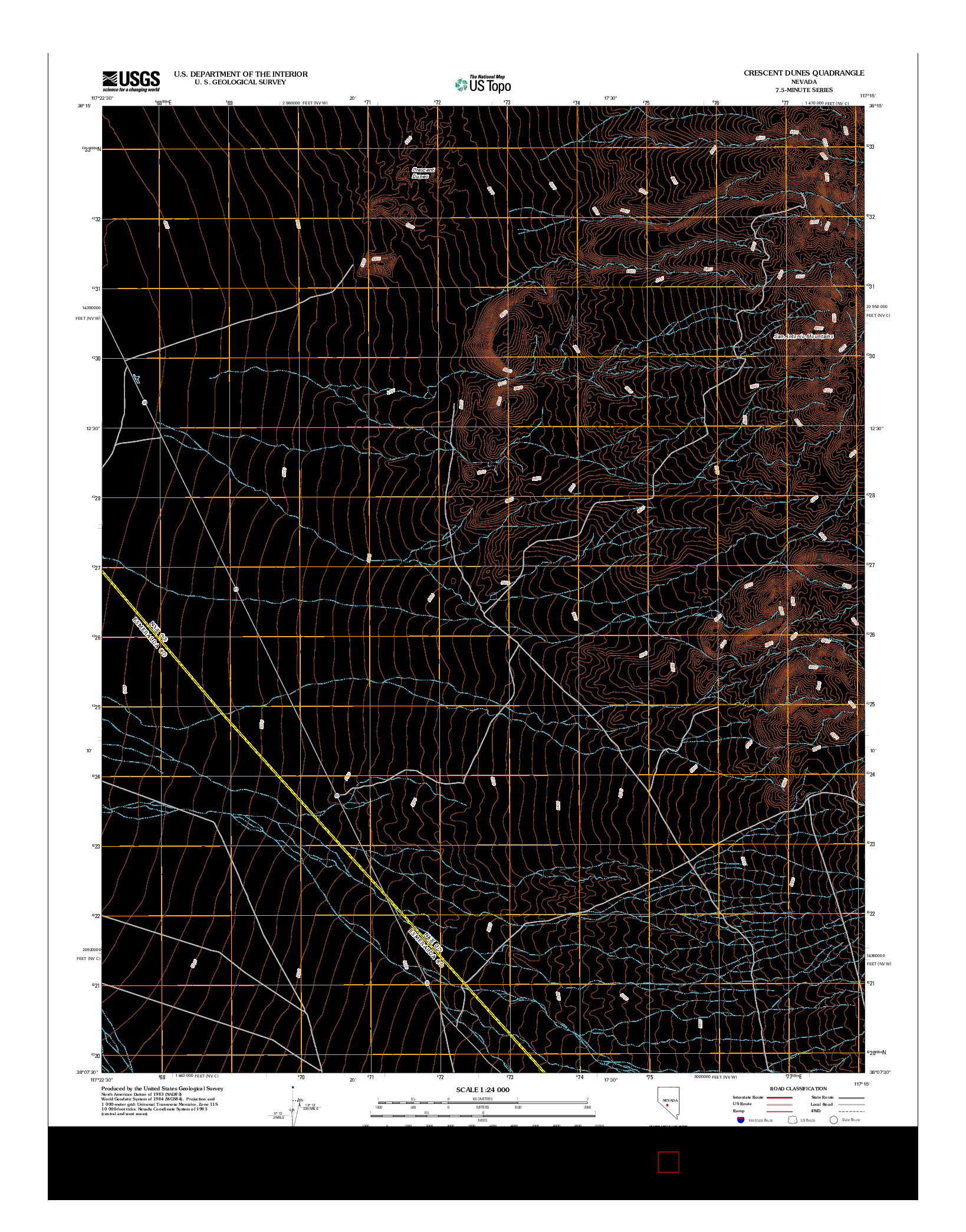 USGS US TOPO 7.5-MINUTE MAP FOR CRESCENT DUNES, NV 2012