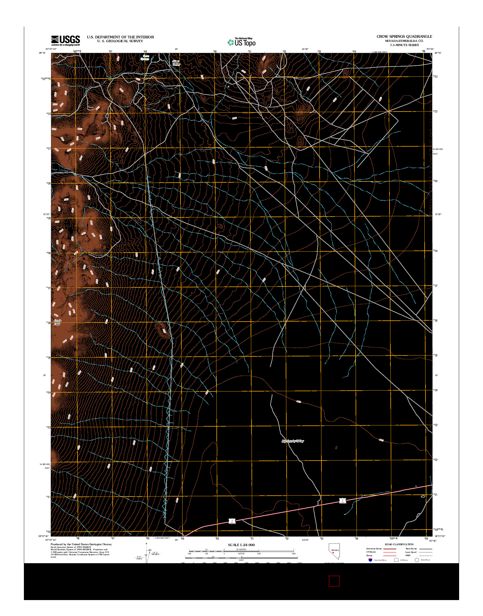 USGS US TOPO 7.5-MINUTE MAP FOR CROW SPRINGS, NV 2012