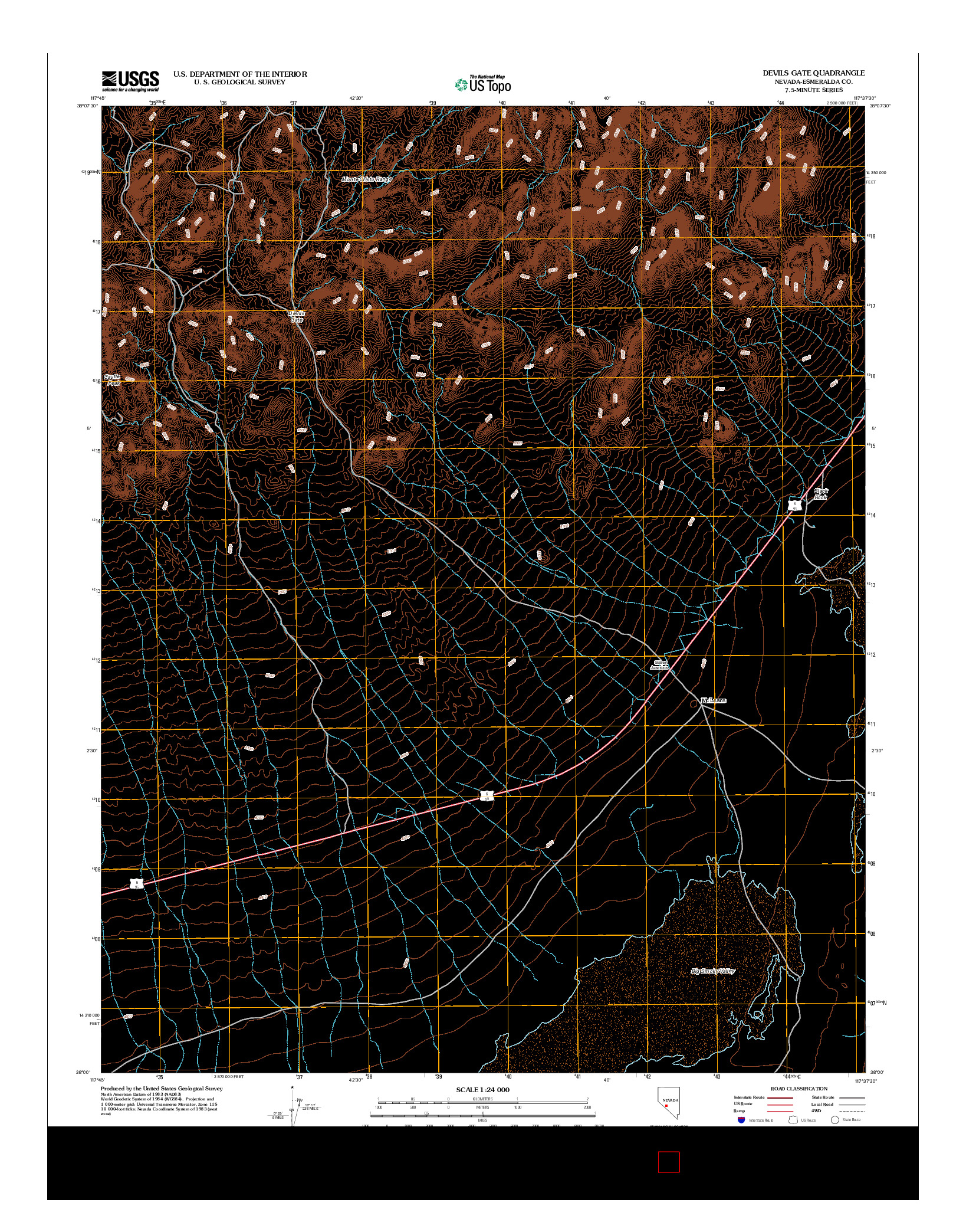 USGS US TOPO 7.5-MINUTE MAP FOR DEVILS GATE, NV 2012