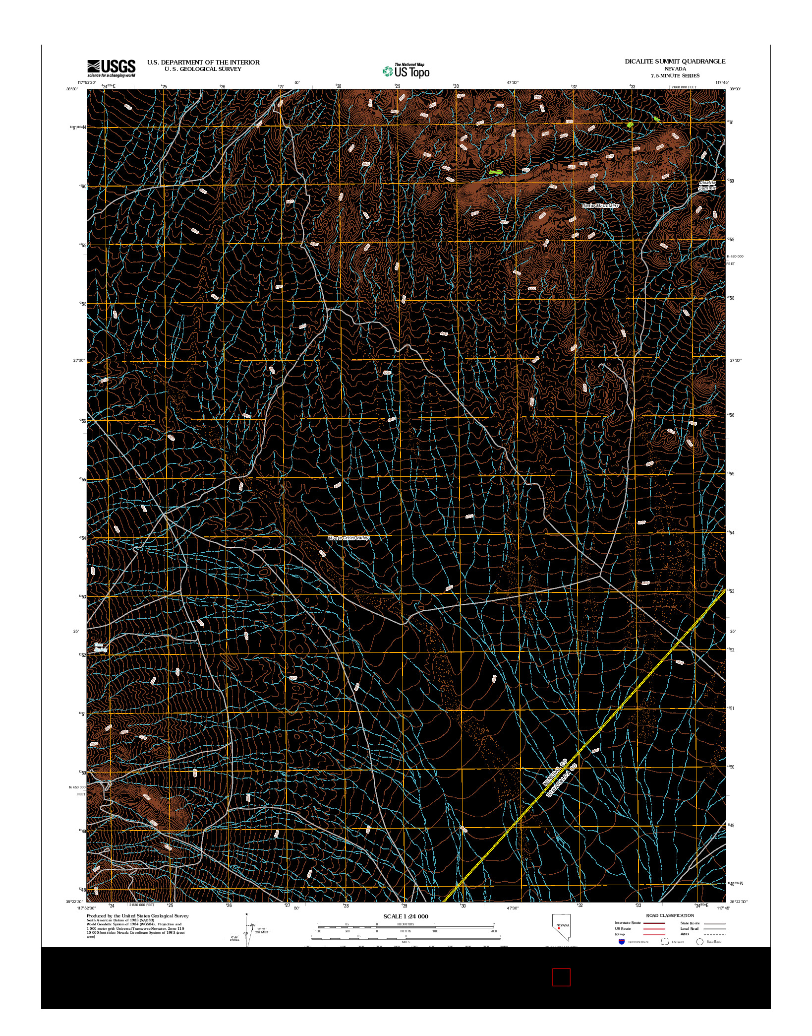 USGS US TOPO 7.5-MINUTE MAP FOR DICALITE SUMMIT, NV 2012