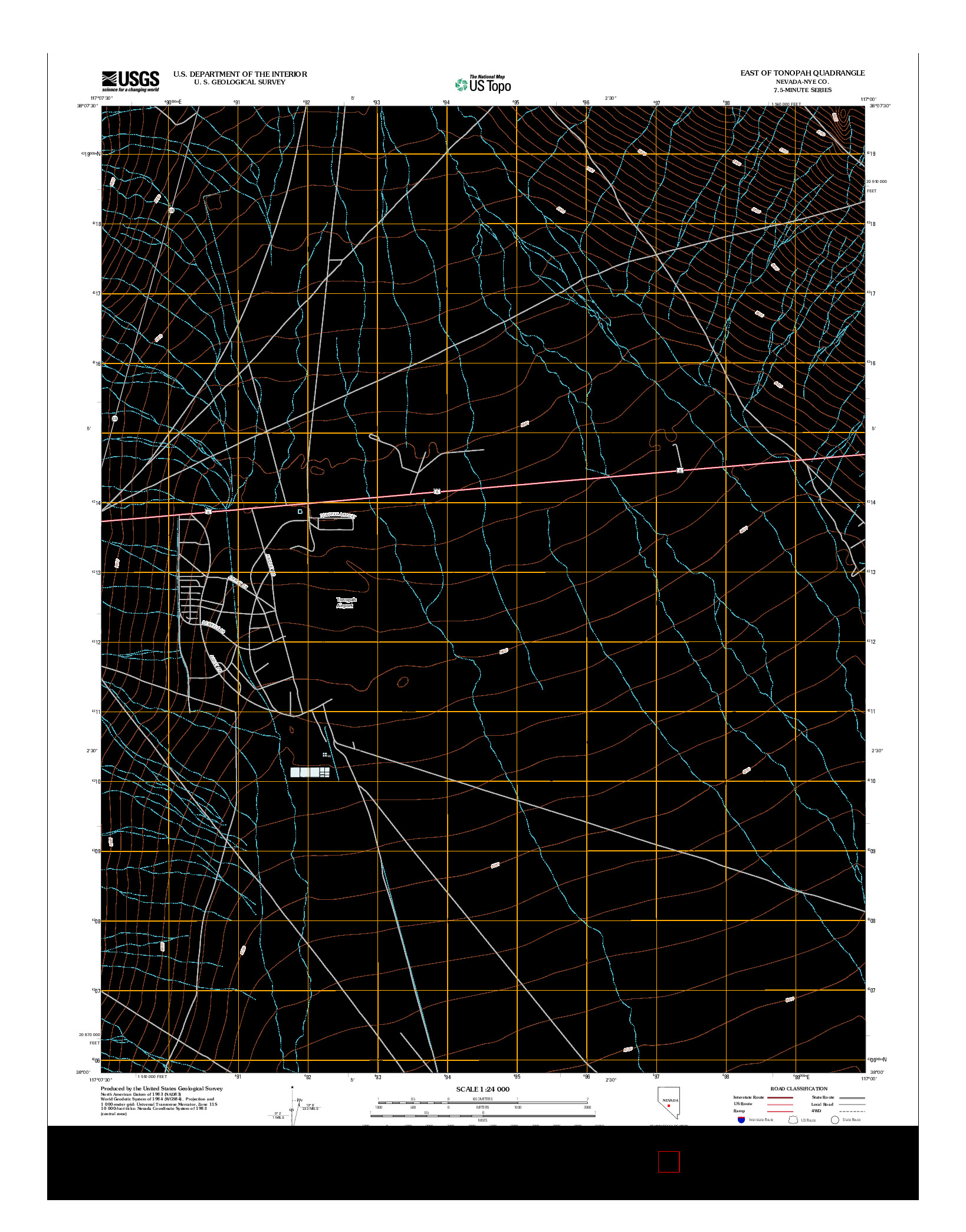 USGS US TOPO 7.5-MINUTE MAP FOR EAST OF TONOPAH, NV 2012