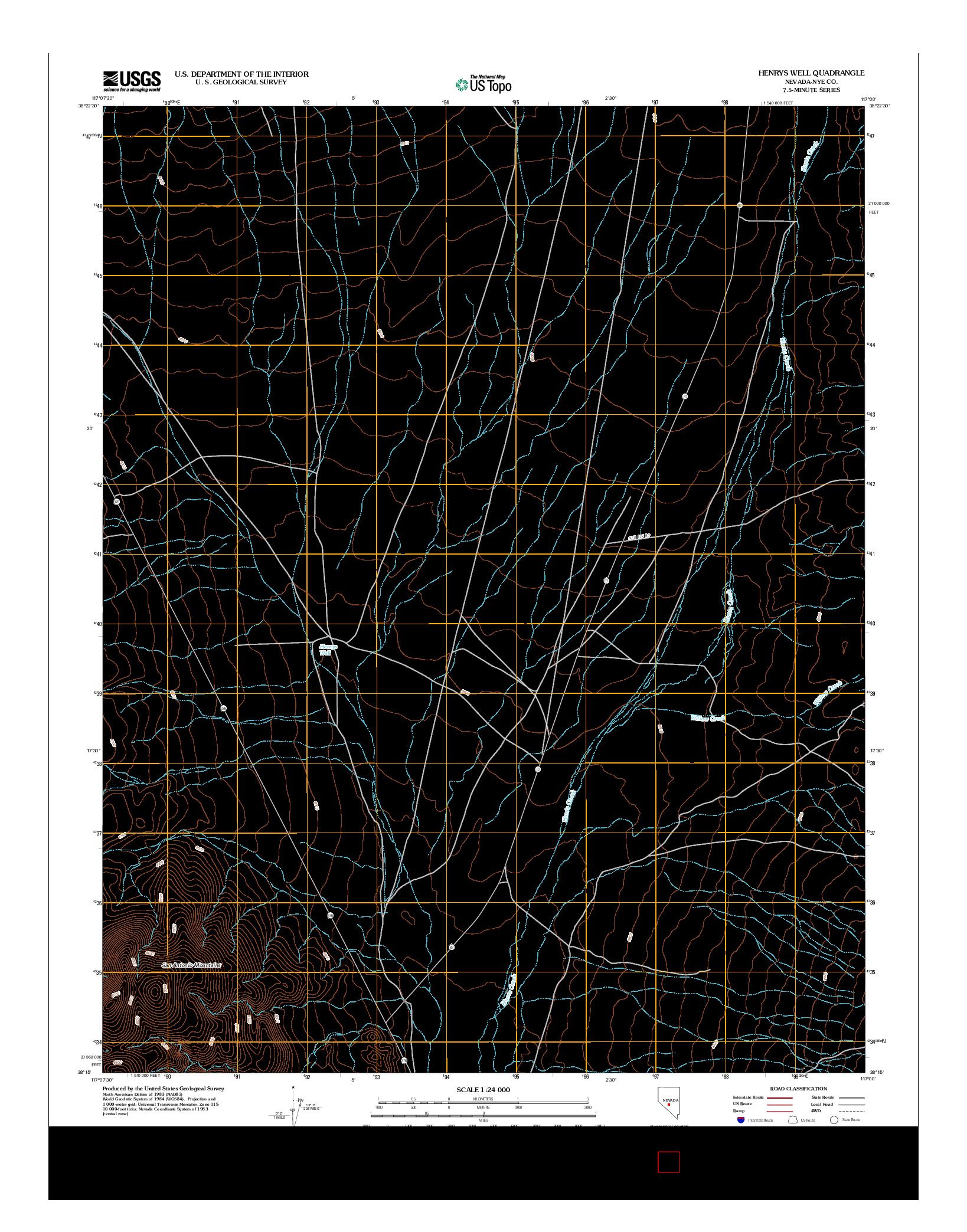 USGS US TOPO 7.5-MINUTE MAP FOR HENRYS WELL, NV 2012