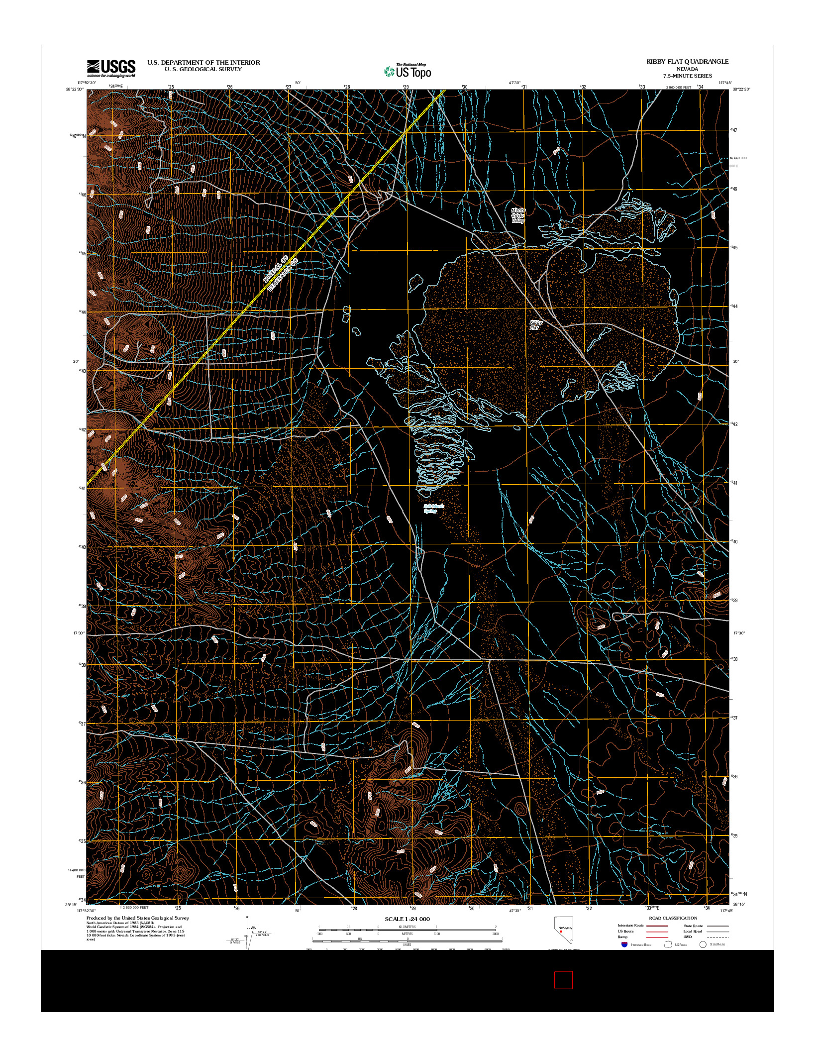 USGS US TOPO 7.5-MINUTE MAP FOR KIBBY FLAT, NV 2012