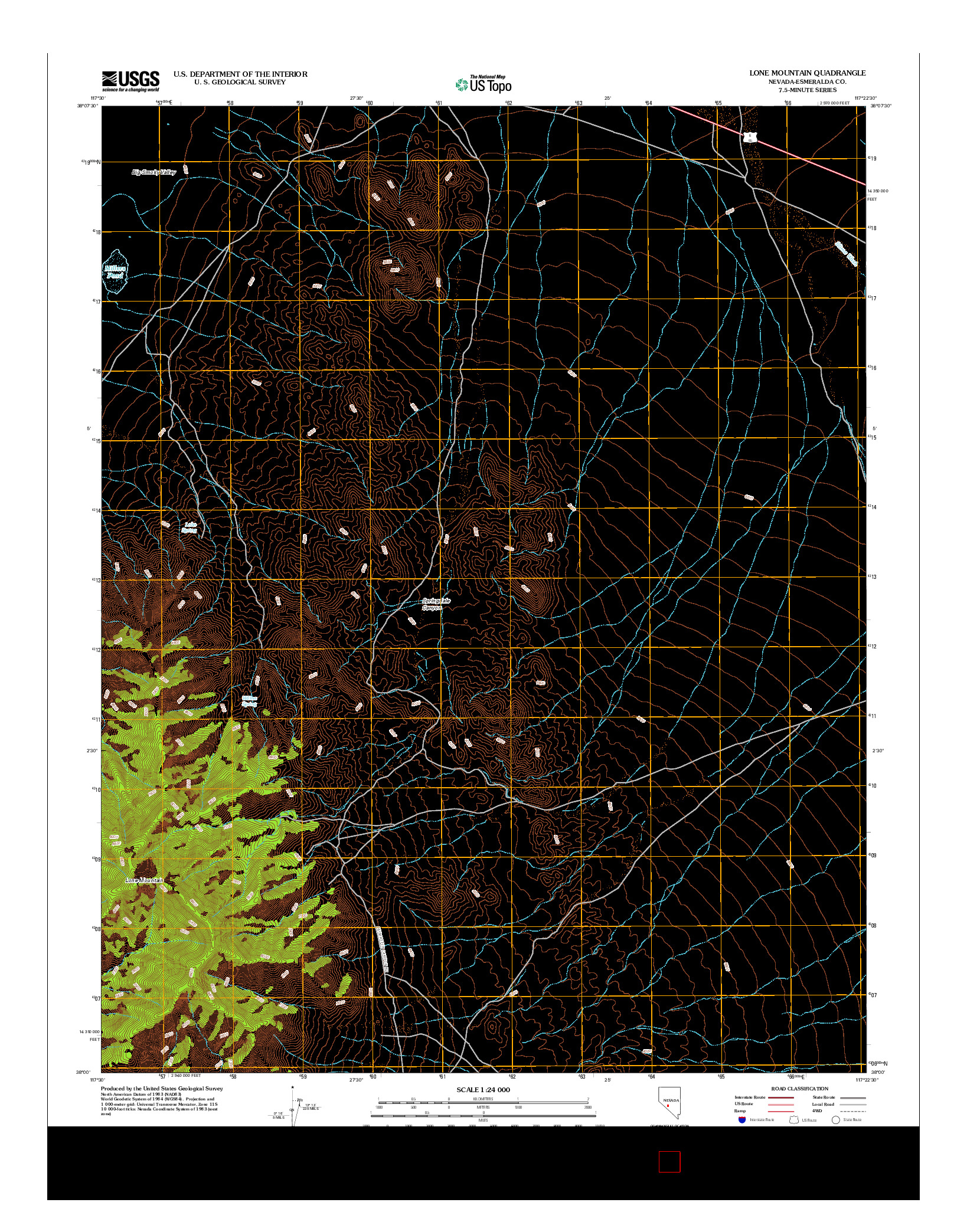 USGS US TOPO 7.5-MINUTE MAP FOR LONE MOUNTAIN, NV 2012