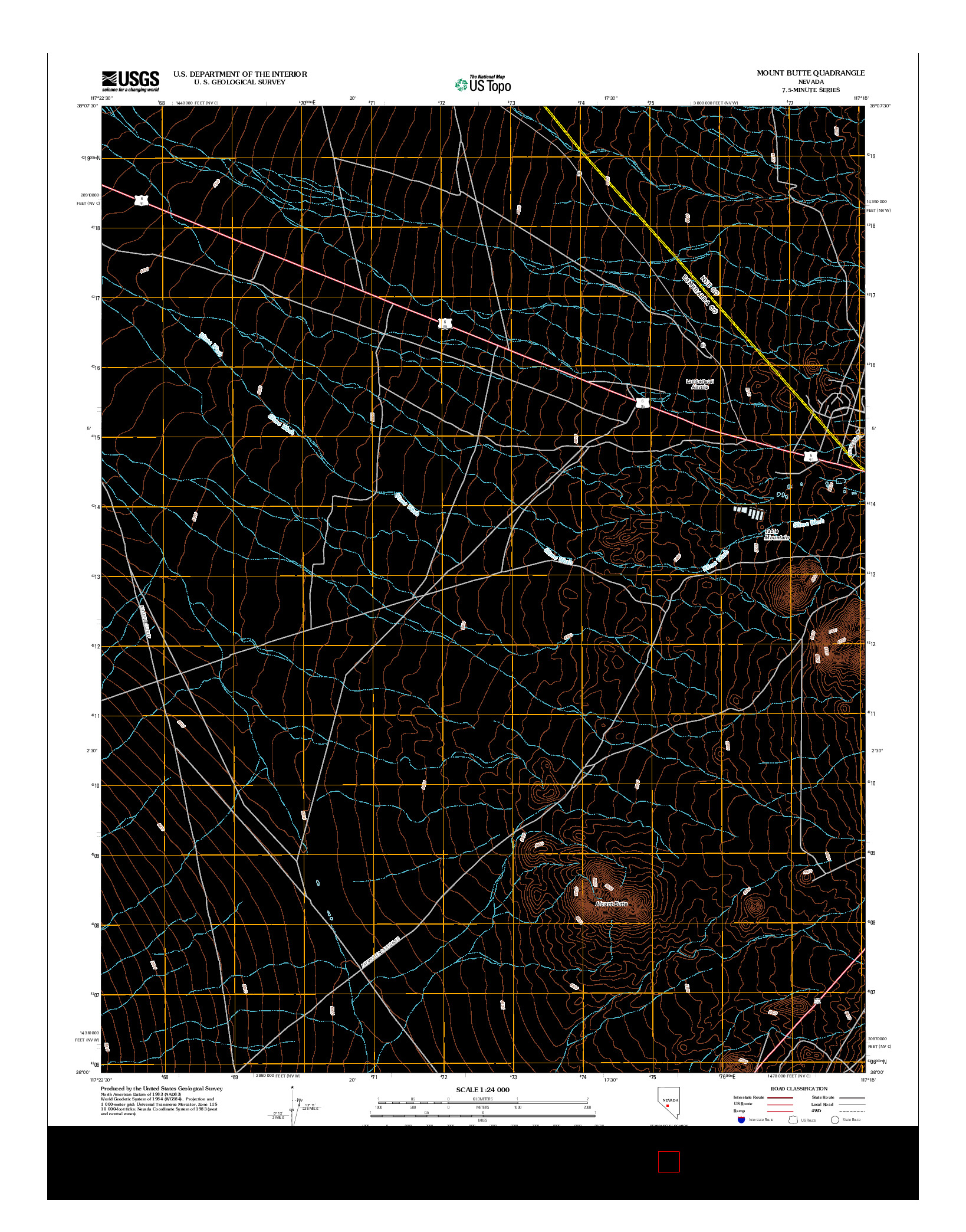 USGS US TOPO 7.5-MINUTE MAP FOR MOUNT BUTTE, NV 2012